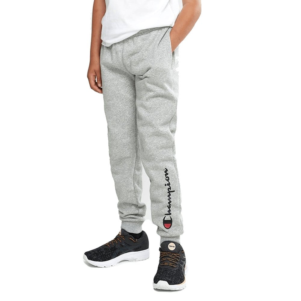 Champion Junior Script Grey Track Pants for Boys & Girls - Comfortable Athletic Joggers for School, Sports & Casual Wear