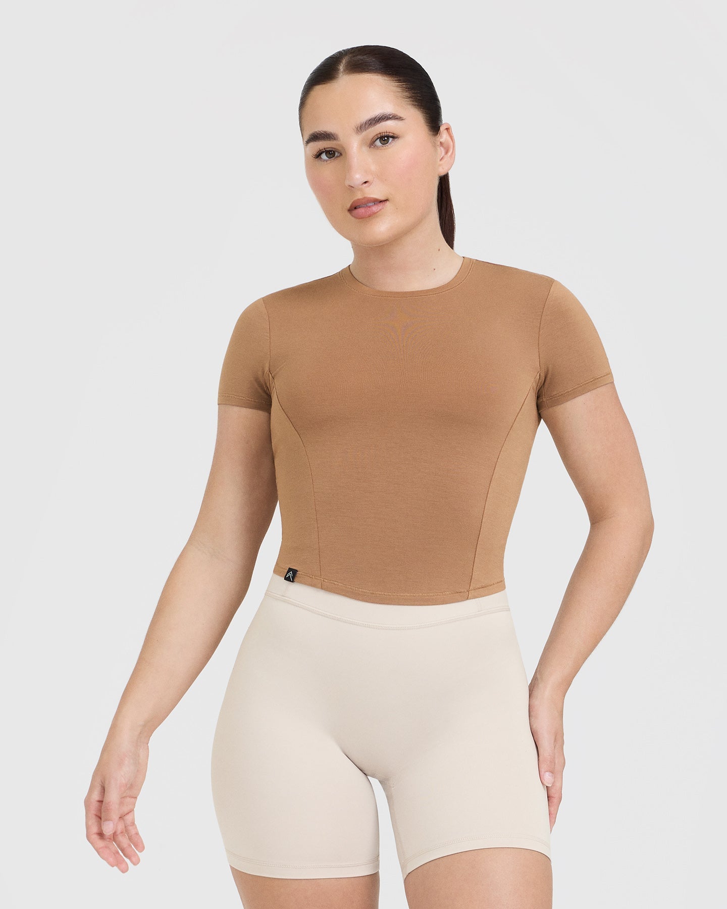 Mellow™ Soft Mid Short Sleeve T-Shirt for Women | Comfortable Nude Color Casual Tee | Perfect for Everyday Wear, Lounge & Summer Outfits