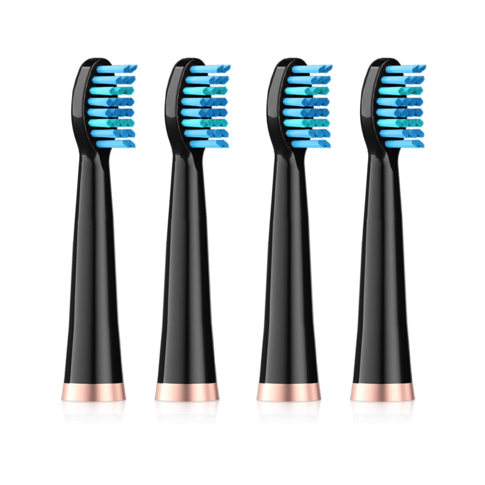 PHYLIAN 4 Pack Electric Toothbrush Replacement Heads - Compatible with PHYLIAN Toothbrushes, Soft Bristles for Gentle Cleaning - Perfect for Travel, Home & Daily Oral Care (Black)