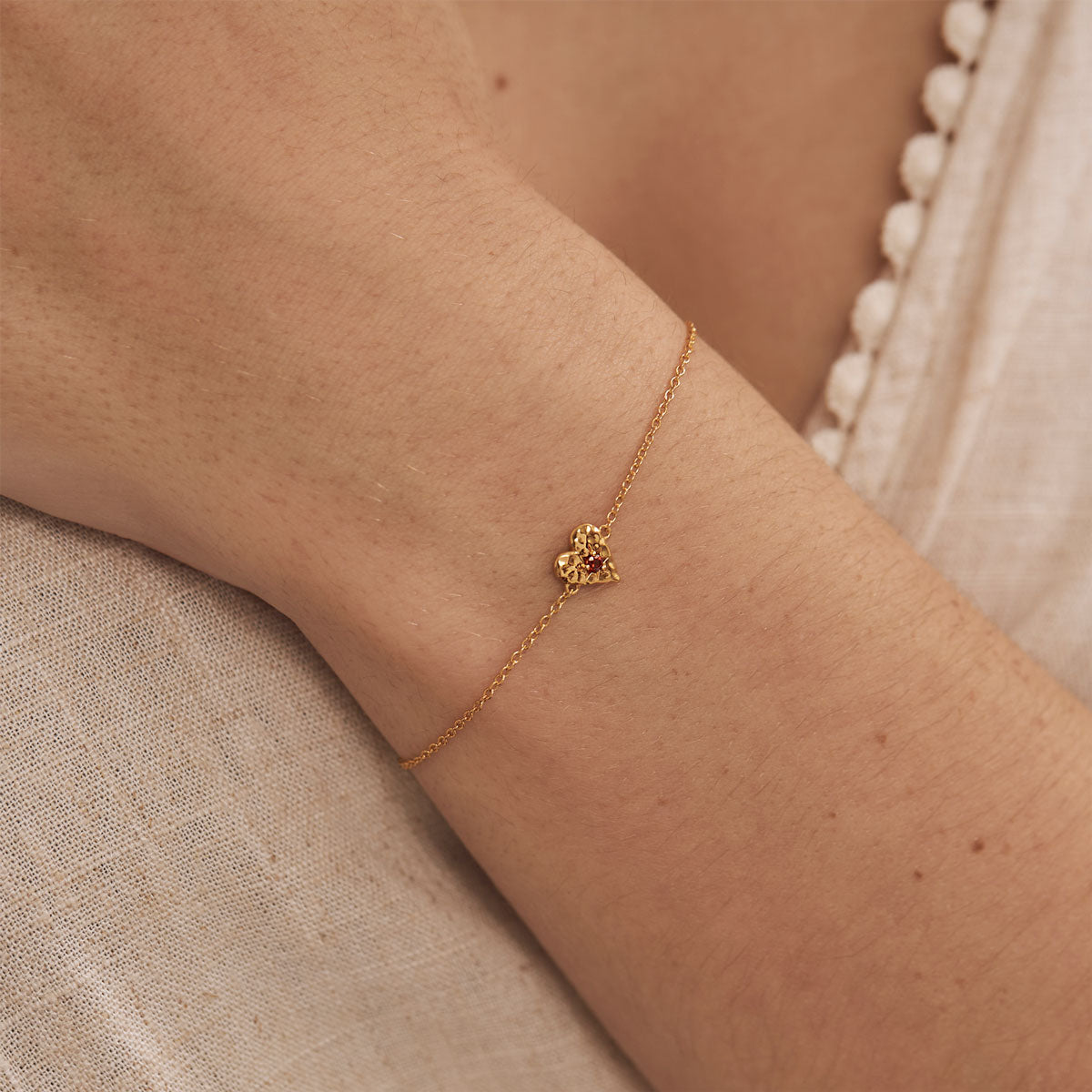 Love Heart Garnet Bracelet Gold - Elegant & Romantic Jewelry for Women | Perfect for Valentine's Day, Anniversary & Special Occasions