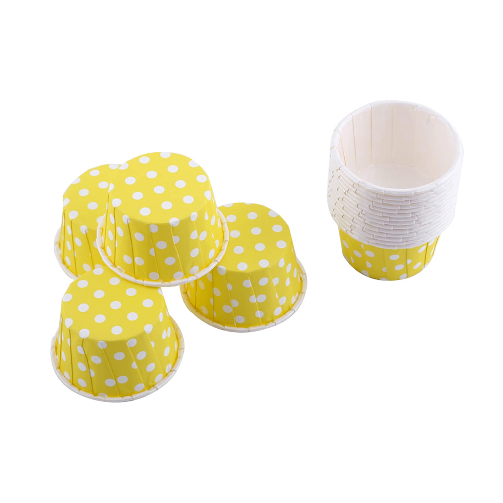 Eatbuy 100Pcs Colorful Paper Cupcake Liners - 8 Assorted Designs (Yellow Wave Dot) for Baking, Muffins, Parties, Weddings & Christmas Celebrations | Disposable Baking Cups for Home, Bakery & Holiday Desserts