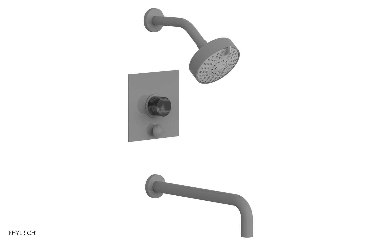 BASIC II 12 Pressure Balance Tub and Shower Set - Black Marble Finish (230S 28 12) | Perfect for Modern Bathroom Renovations & Spa-Like Showers