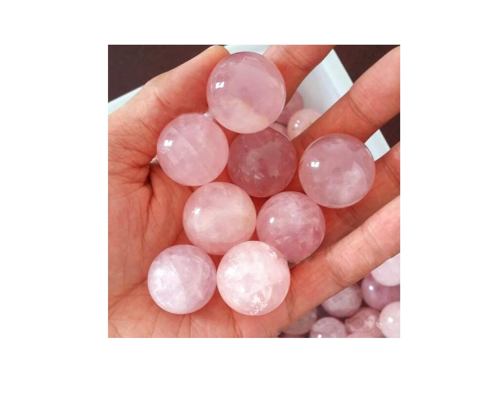Natural Rose Quartz Healing Crystal Sphere - Pack of 10 Small Gemstone Balls (0.78