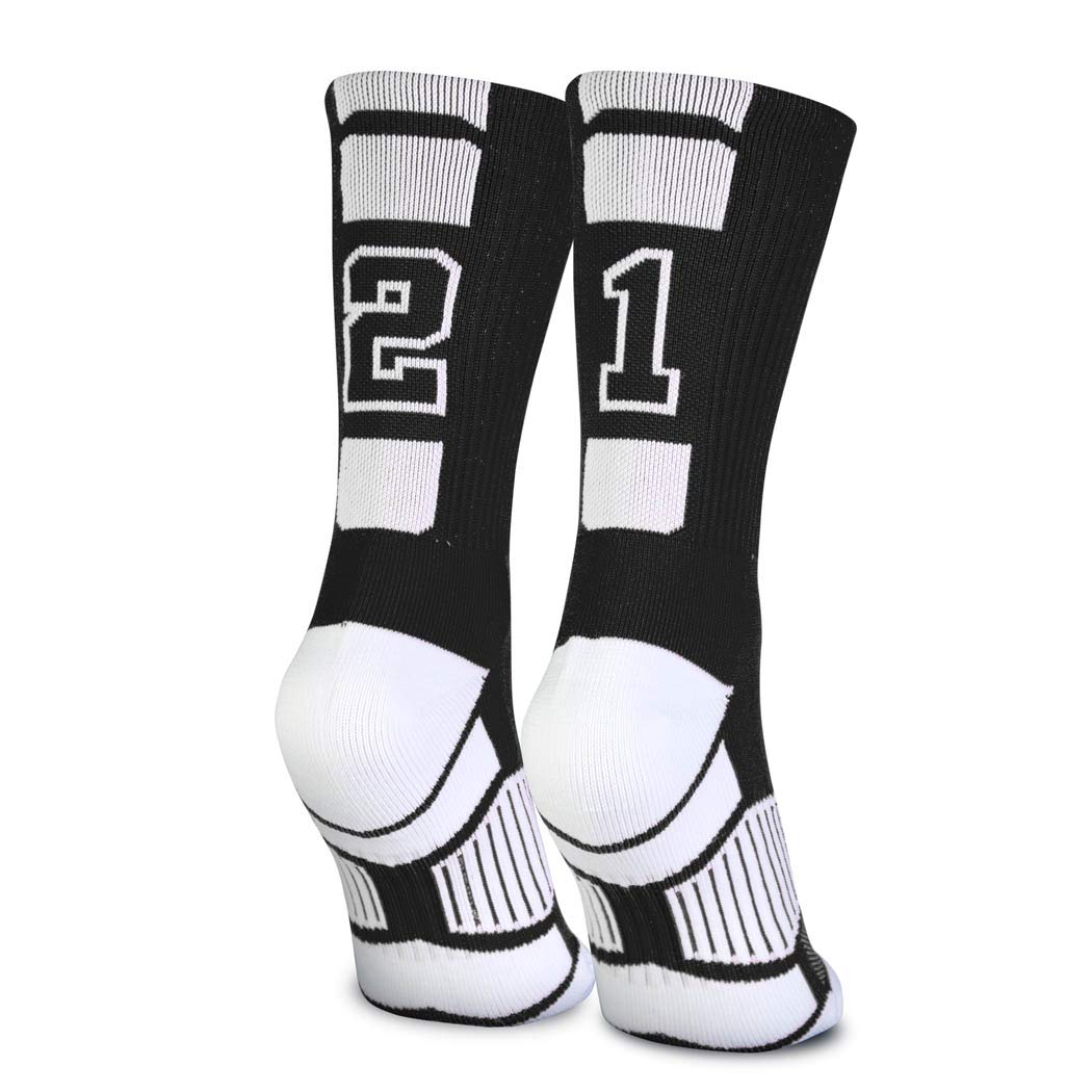 Custom Team Number Socks for Youth & Adults - High Performance Athletic Socks with Black Numbers | Choose Your Favorite Number | Perfect for Sports Teams, Gifts & School Activities