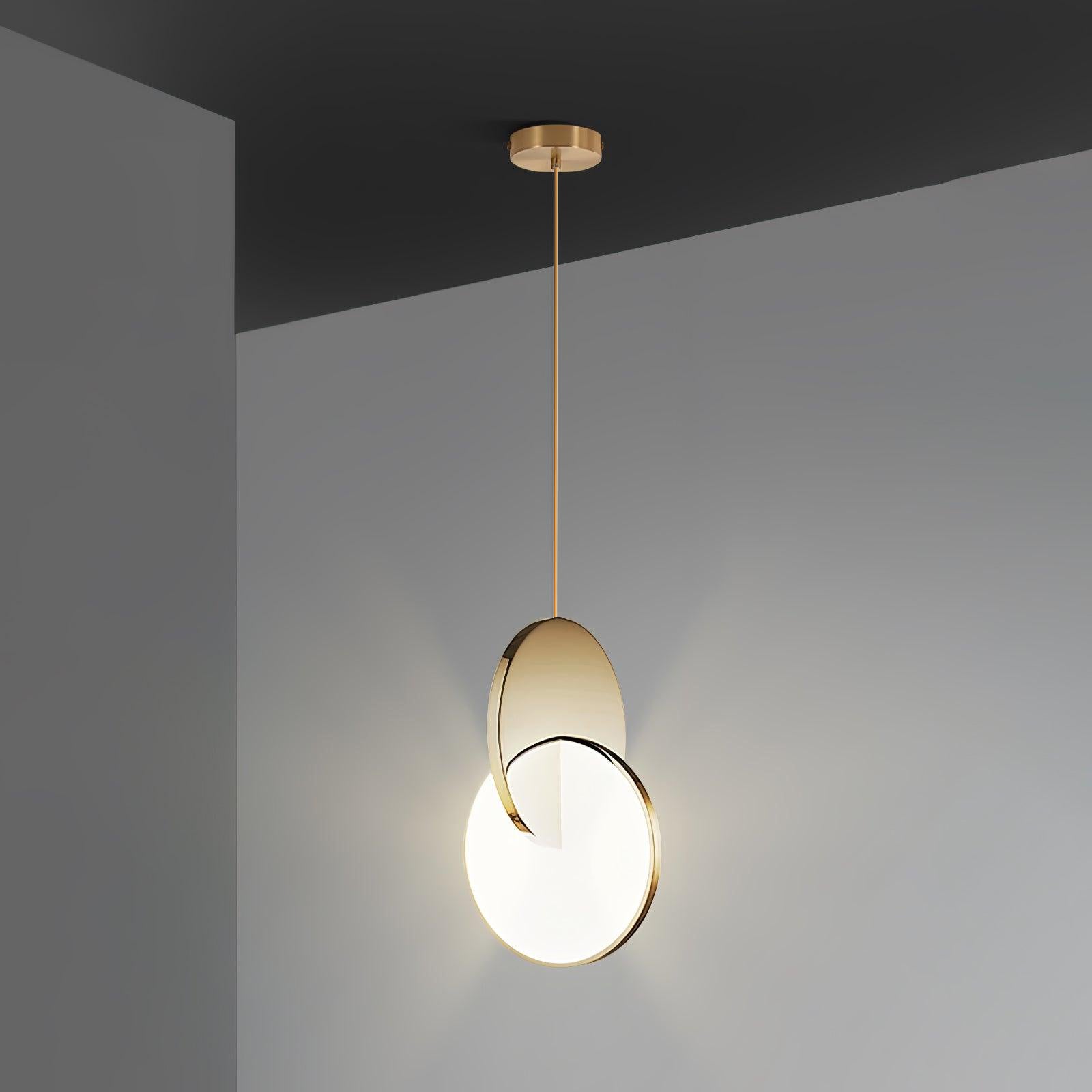 Modern Double Disk Pendant Light - Adjustable Hanging Chandelier for Dining Room, Kitchen Island & Living Room Decor