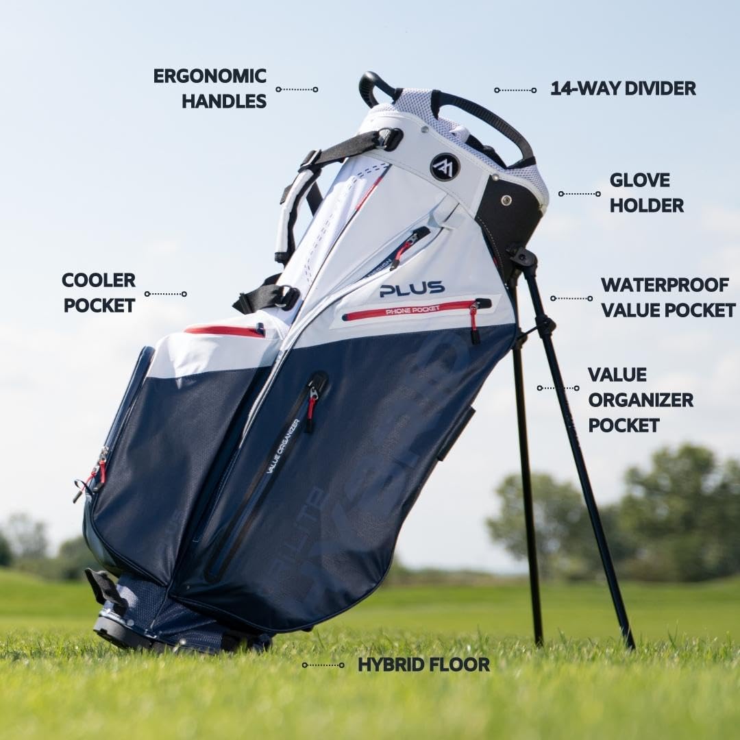 Big Max Dri Lite Hybrid Plus Golf Bag - Lightweight Waterproof Cart Bag with 14-Way Divider, 10 Storage Pockets & Sturdy Leg Locks | Push Cart Compatible | Perfect for Golf Tournaments, Driving Range & Weekend Golf Outings