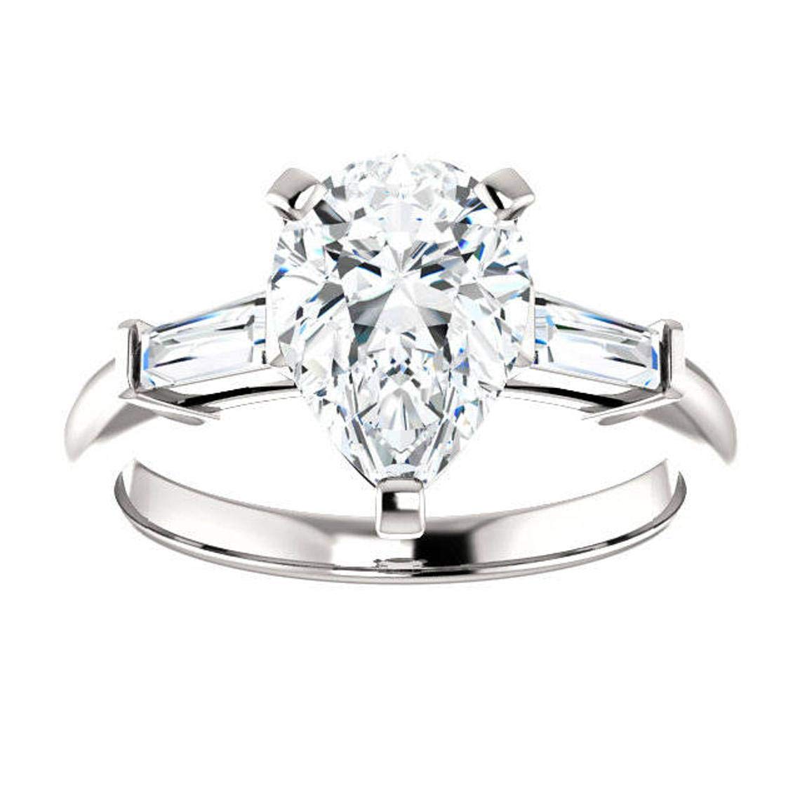 1.55CT Pear Cut Colorless Moissanite Engagement Ring - Handmade Antique 925 Sterling Silver Wedding Promise Ring - Custom Bespoke Jewelry for Proposals, Anniversaries & Special Gifts