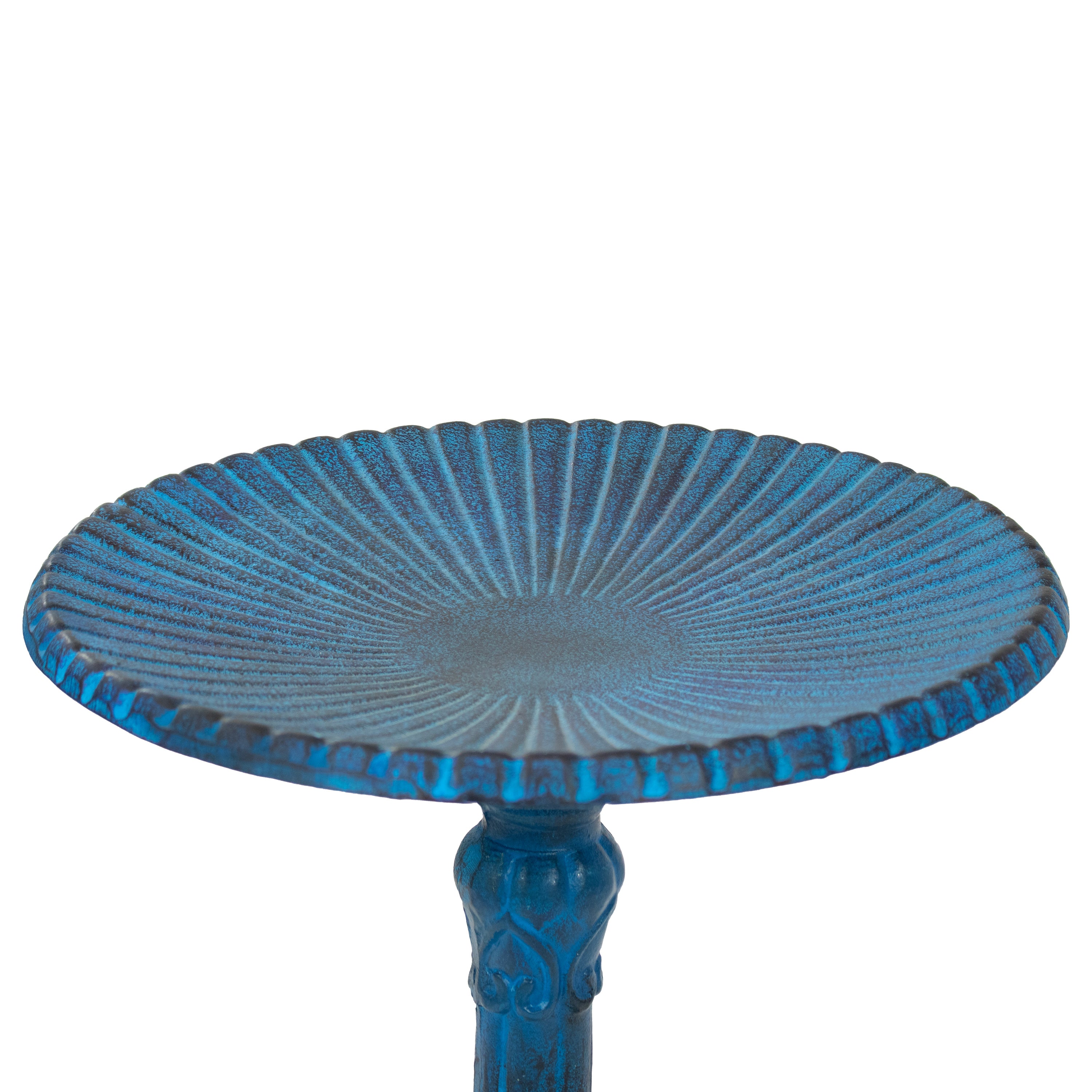 Sunnydaze Art Deco Sunburst Metal Bird Bath - Blue Patina Finish - 14 Inch Outdoor Garden Decor for Birds & Wildlife - Perfect for Patio, Yard & Garden Decoration