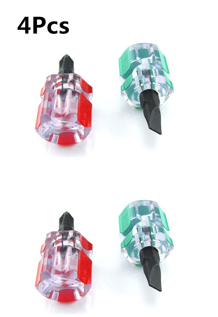 XMHF 4PCS Short Phillips & Slotted Screwdriver Set - 1.5 Inch Mini Screwdrivers for Electronics, Glasses, Watches & Small Device Repair