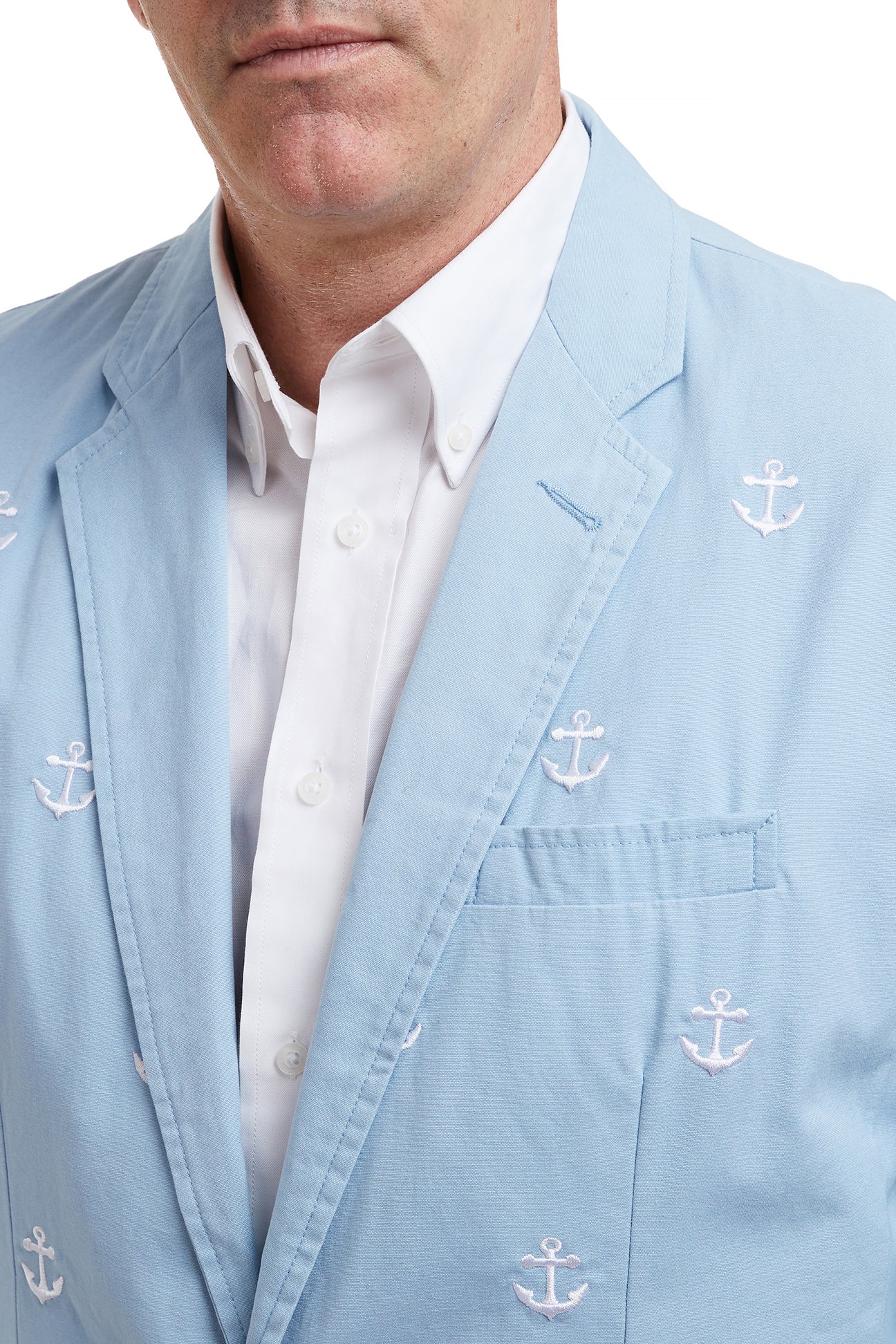 Spinnaker Blazer Blue Grotto with Anchors - Lightweight Nautical Style Jacket for Men | Perfect for Sailing, Yachting & Summer Outdoor Events