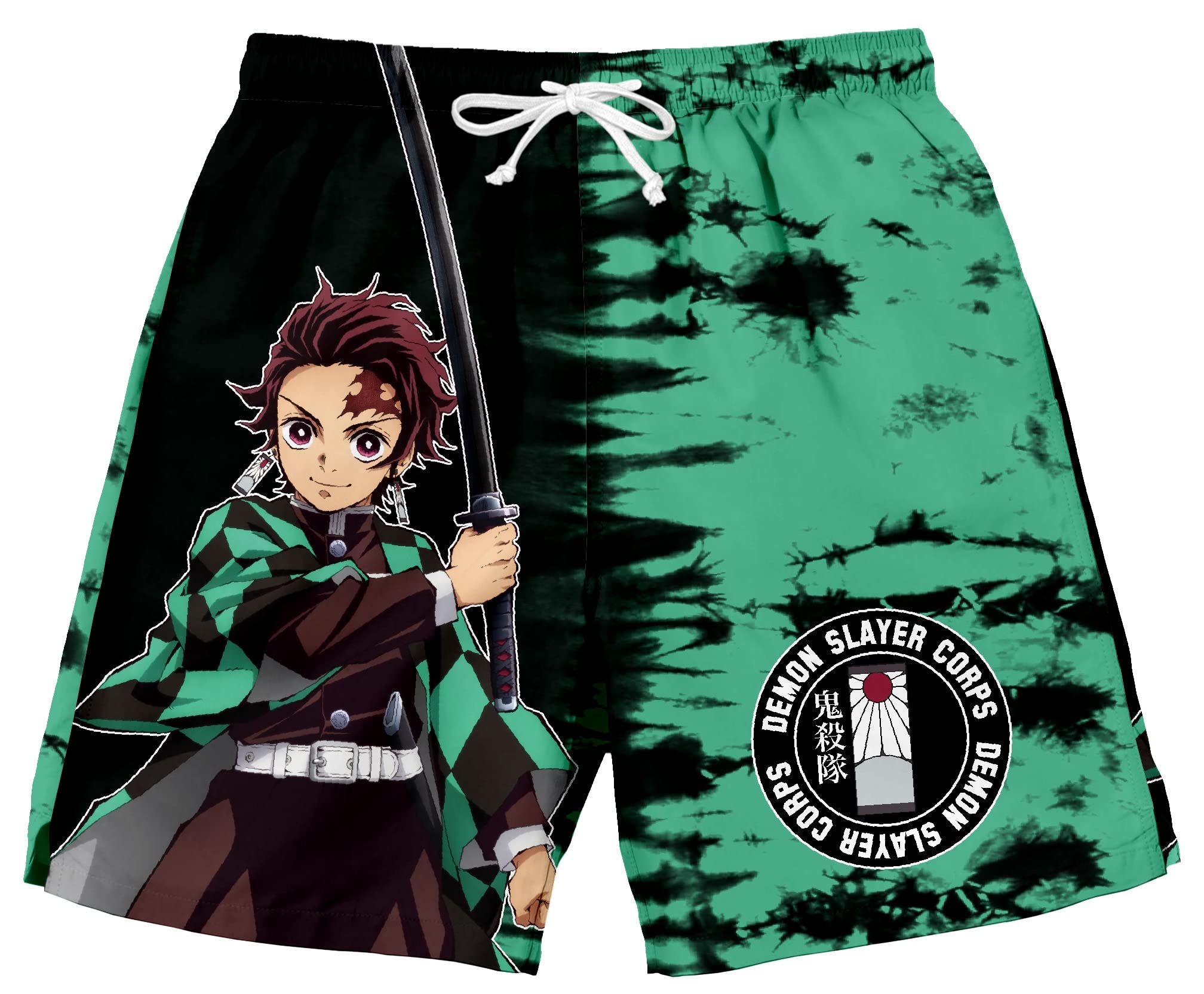 Demon Slayer Tanjiro Faux Split Wash Men's Lounge Shorts - Anime Cosplay Pajama & Casual Wear for Fans, Sleepwear & Home Comfort