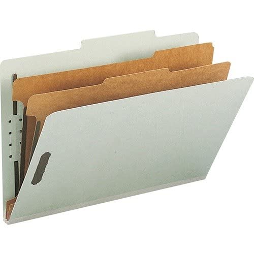 Smead 19022 2-Inch Pressboard Classification Folder with 2 Dividers, Legal Size, Gray/Green - 10-Pack Box | Perfect for Office Filing, Document Organization & Legal Paperwork