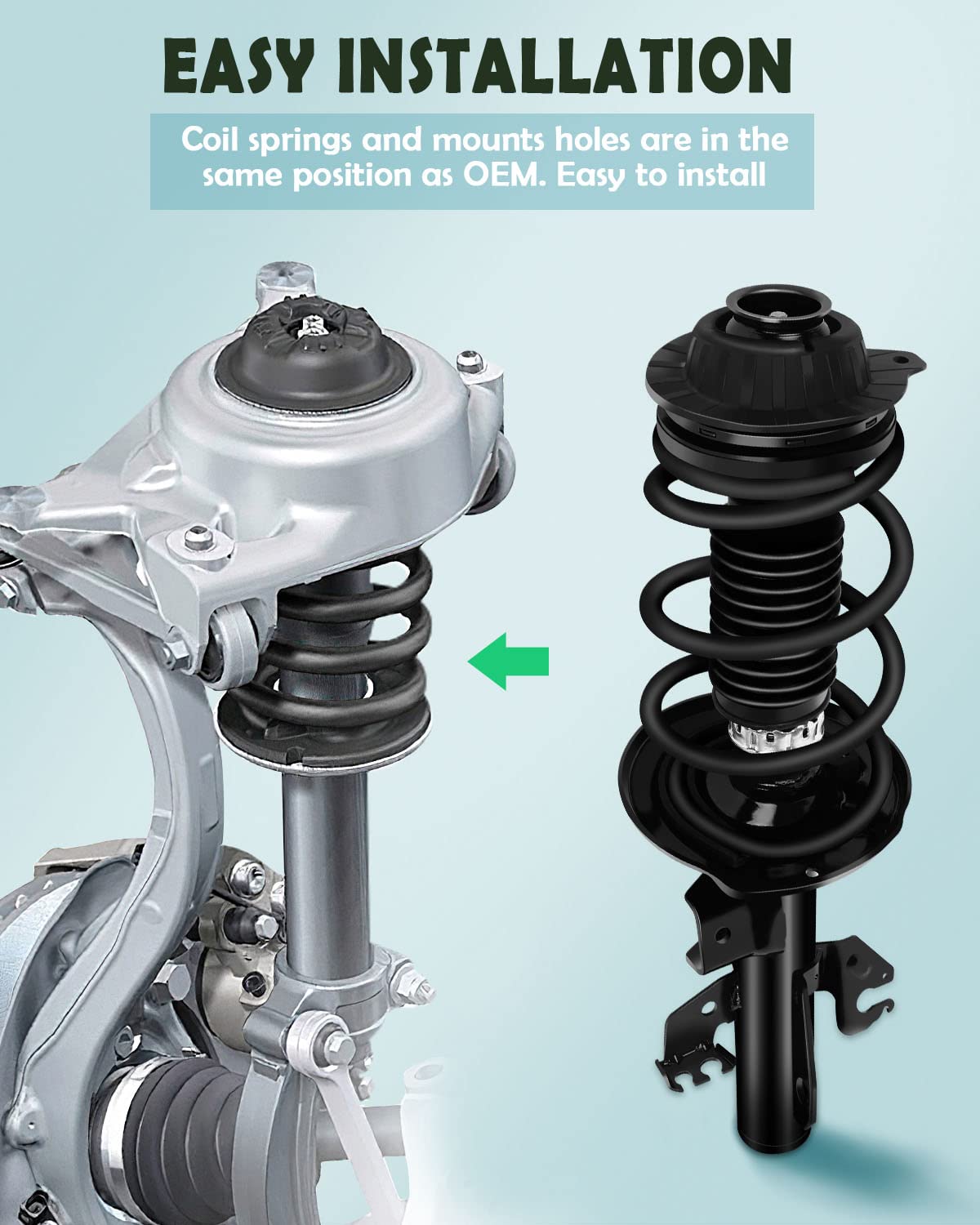 SCITOO Front Complete Strut Shock Coil Spring Assembly Compatible with 2013-2016 Dodge Dart - Smooth Ride & Enhanced Suspension for City Driving & Highway Commutes