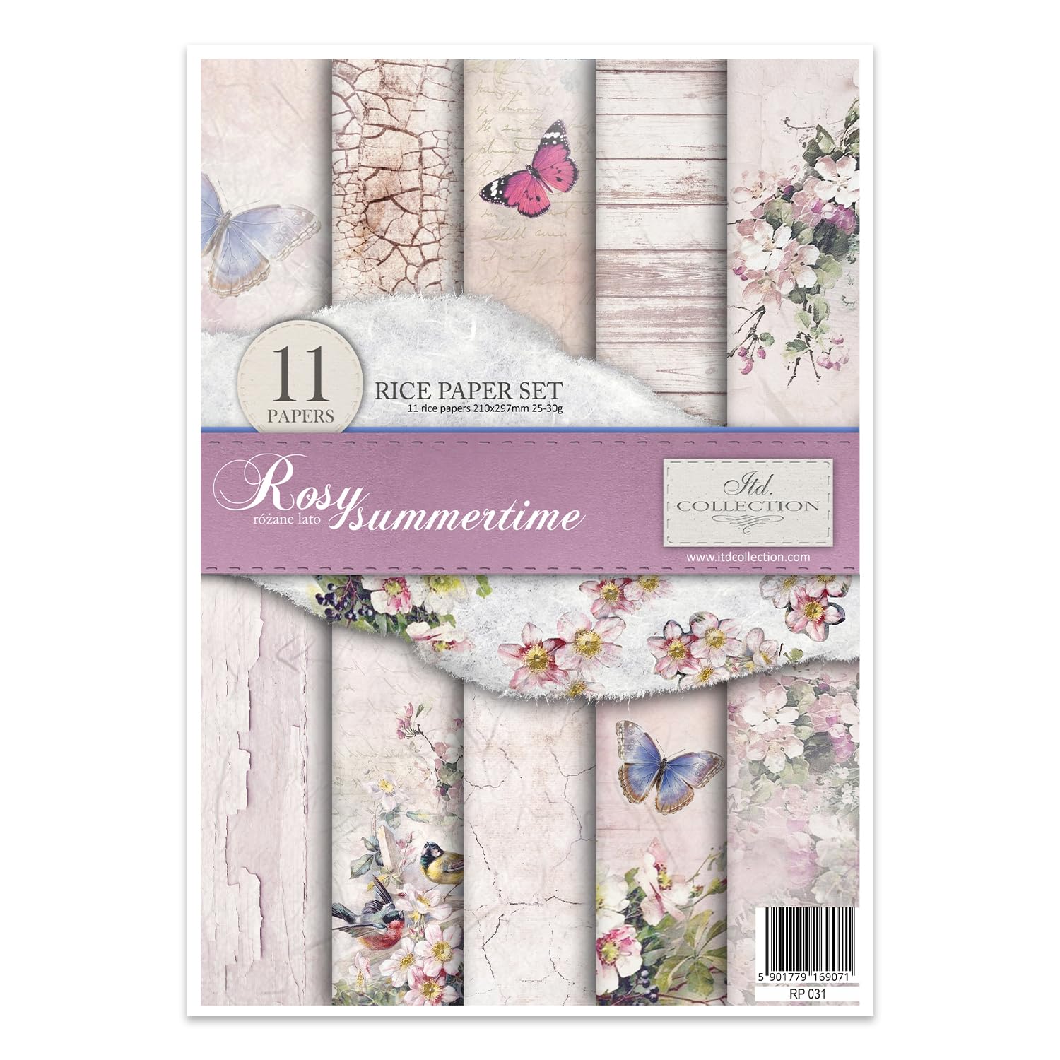 Rosy Summertime Rice Paper RP031 - 29.7 x 21 cm (11.7 x 8.3 inches) Watercolor Paper for Painting, Calligraphy & DIY Crafts - Perfect for Artists, Students & Craft Enthusiasts