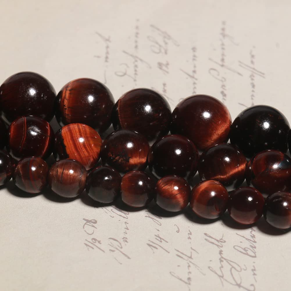 Natural 10mm Red Tiger Eye Gemstone Round Loose Beads for Jewelry Making - DIY Bracelets, Necklaces & Craft Projects - Healing Crystal Bead Supplies