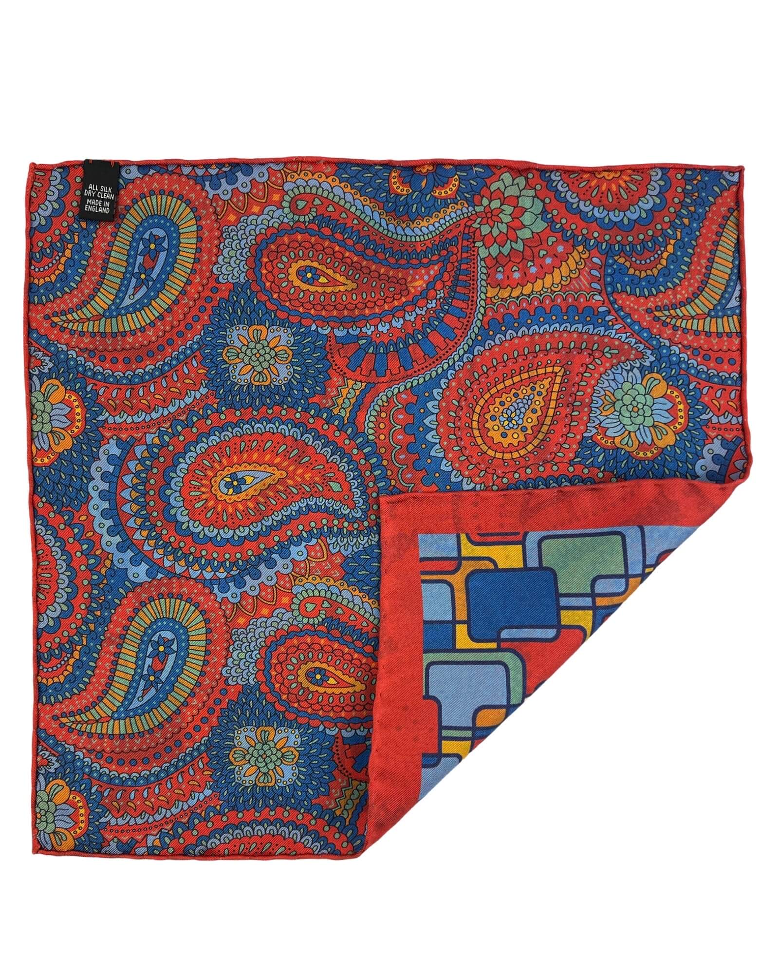 DÉCLIC Maxwell Reversible Pocket Square - Orange Silk Handkerchief for Men's Suit & Tuxedo - Perfect for Weddings, Business Meetings & Formal Events