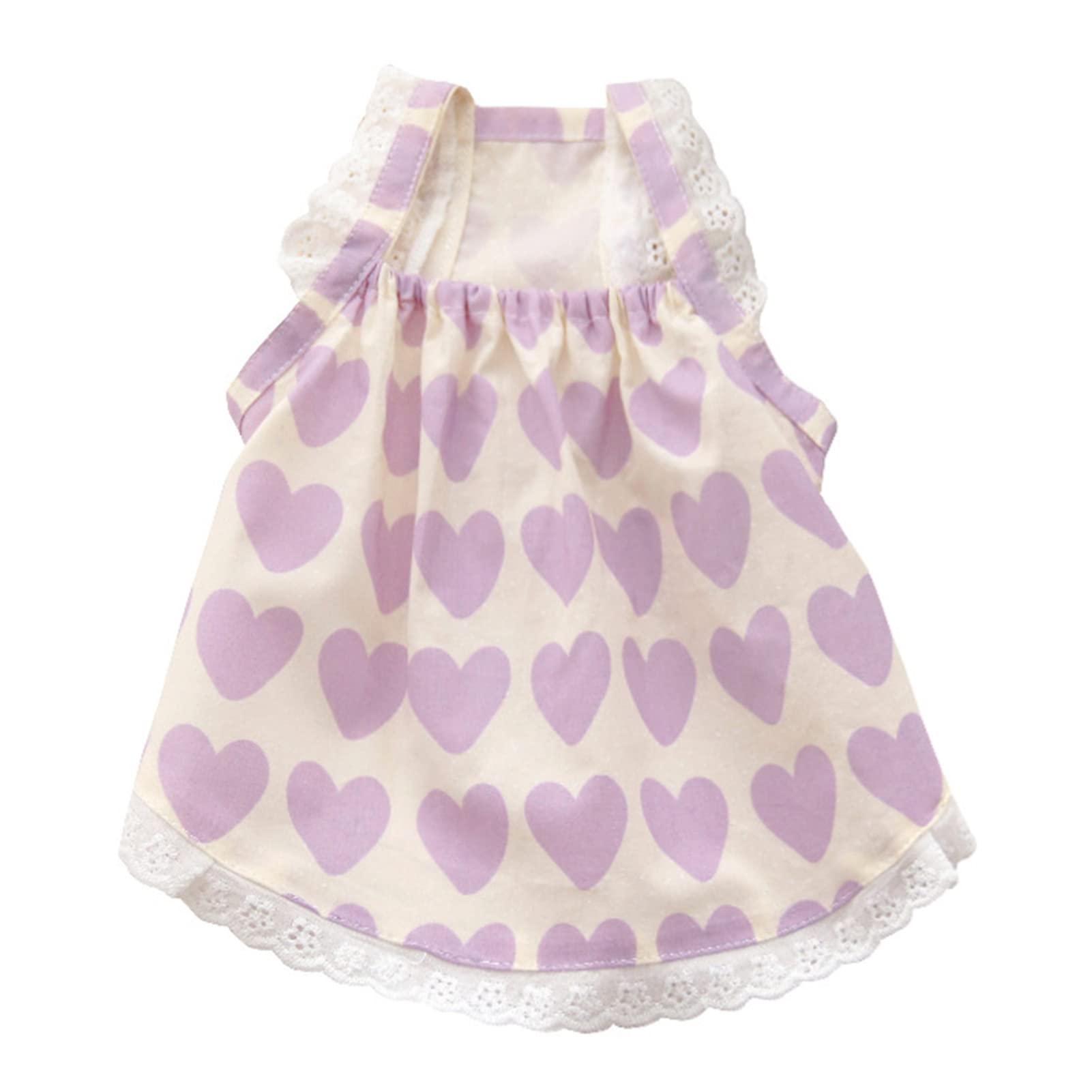 Kasituny Heart Pattern Cotton Princess Dress for Dogs - Summer Pet Clothes & Outdoor Accessories | Perfect for Walks, Parties & Photo Shoots