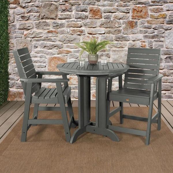Weather-Resistant 3-Piece Round Counter Height Outdoor Dining Set - Perfect for Patio, Deck, and Backyard Gatherings