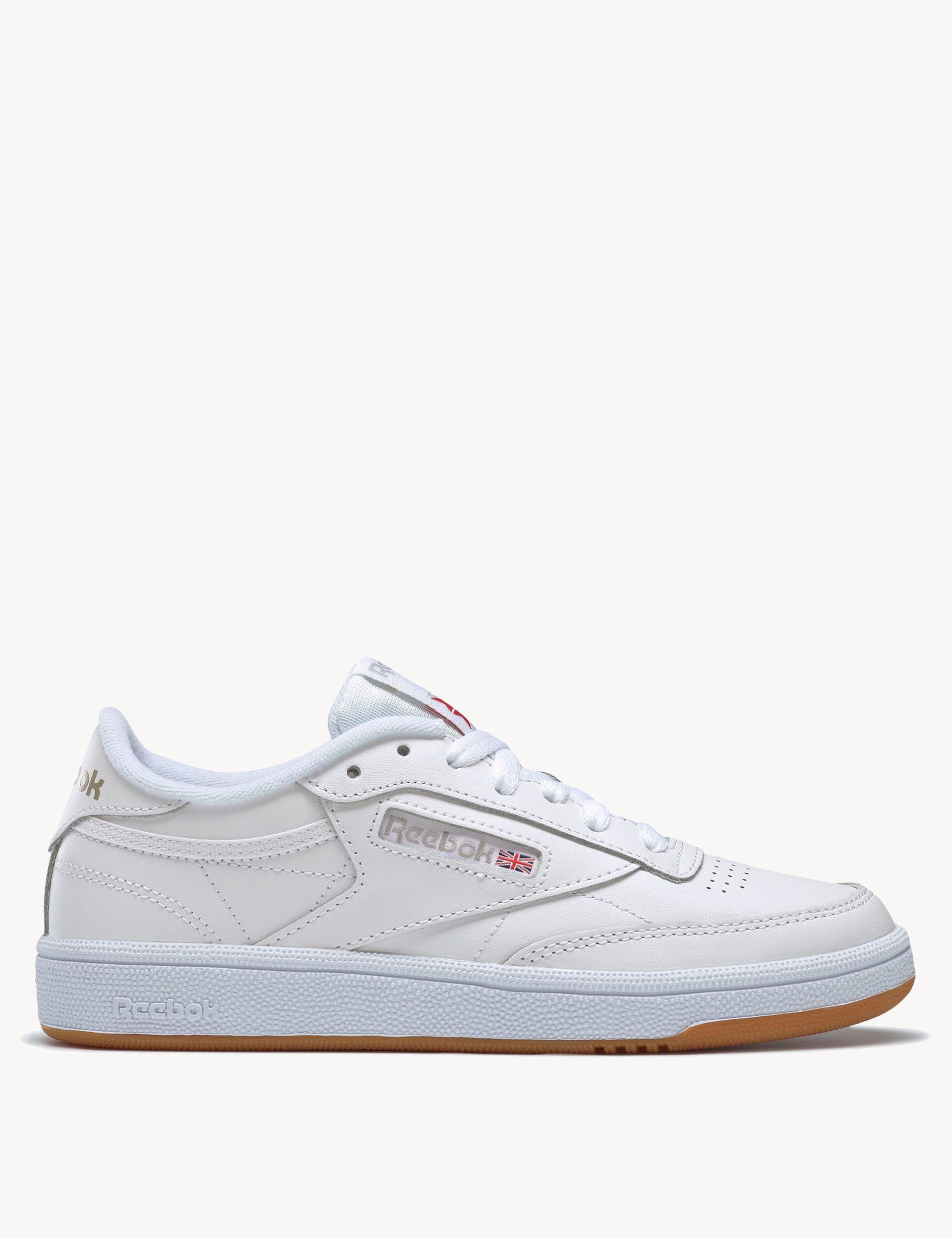Reebok Club C 85 Vintage Sneakers - White, Light Grey & Gum Sole | Casual Wear, Retro Style, Everyday Comfort for Men & Women