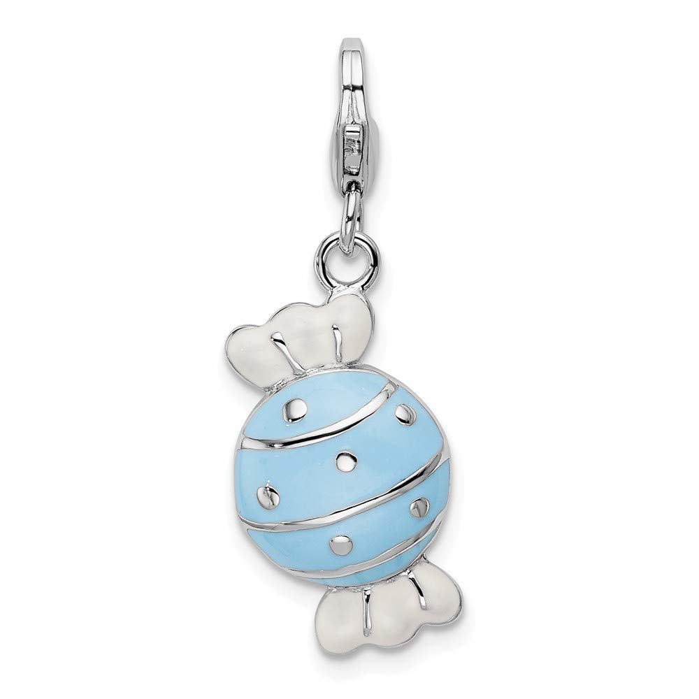 925 Sterling Silver Enamel Candy Charm Pendant with Lobster Clasp - Elegant Jewelry Gift for Women, Perfect for Bracelets, Necklaces & DIY Crafts