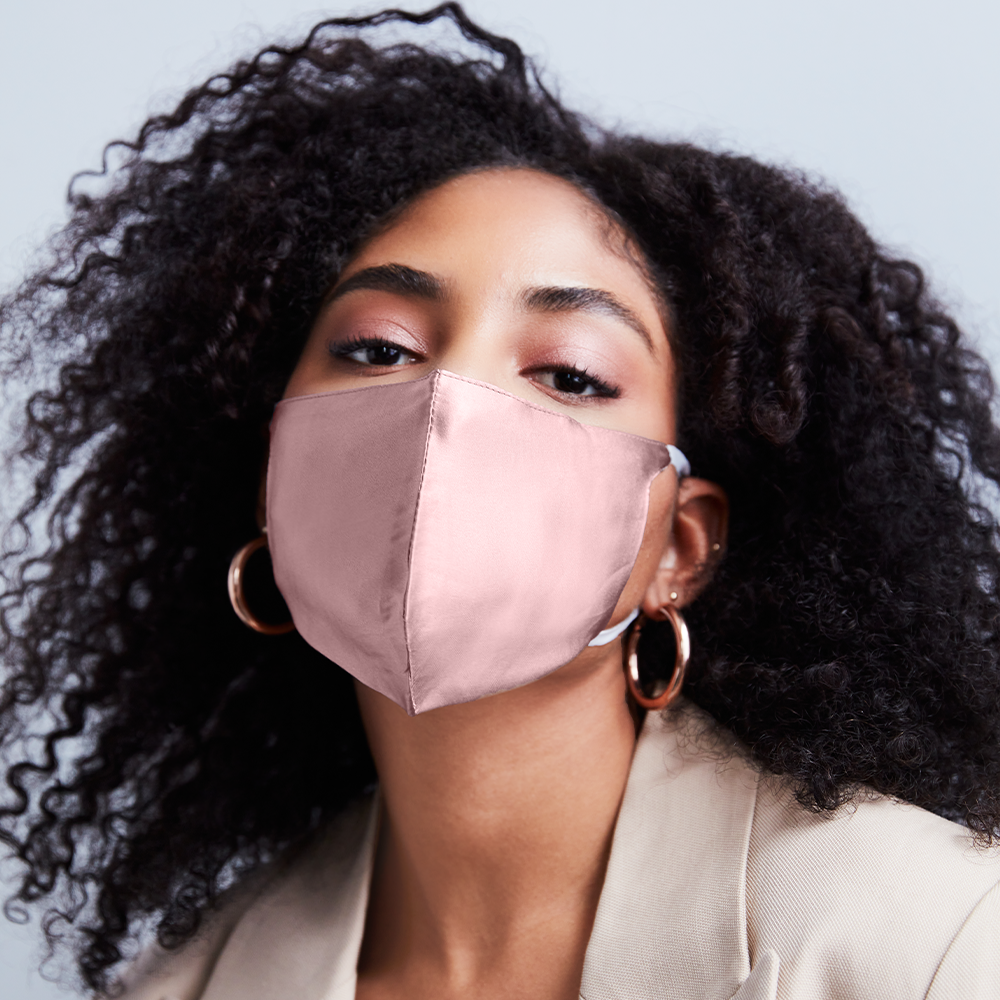 Luxury Silk Face Mask in Rose Gold - Breathable & Comfortable for Daily Wear, Travel, and Special Occasions
