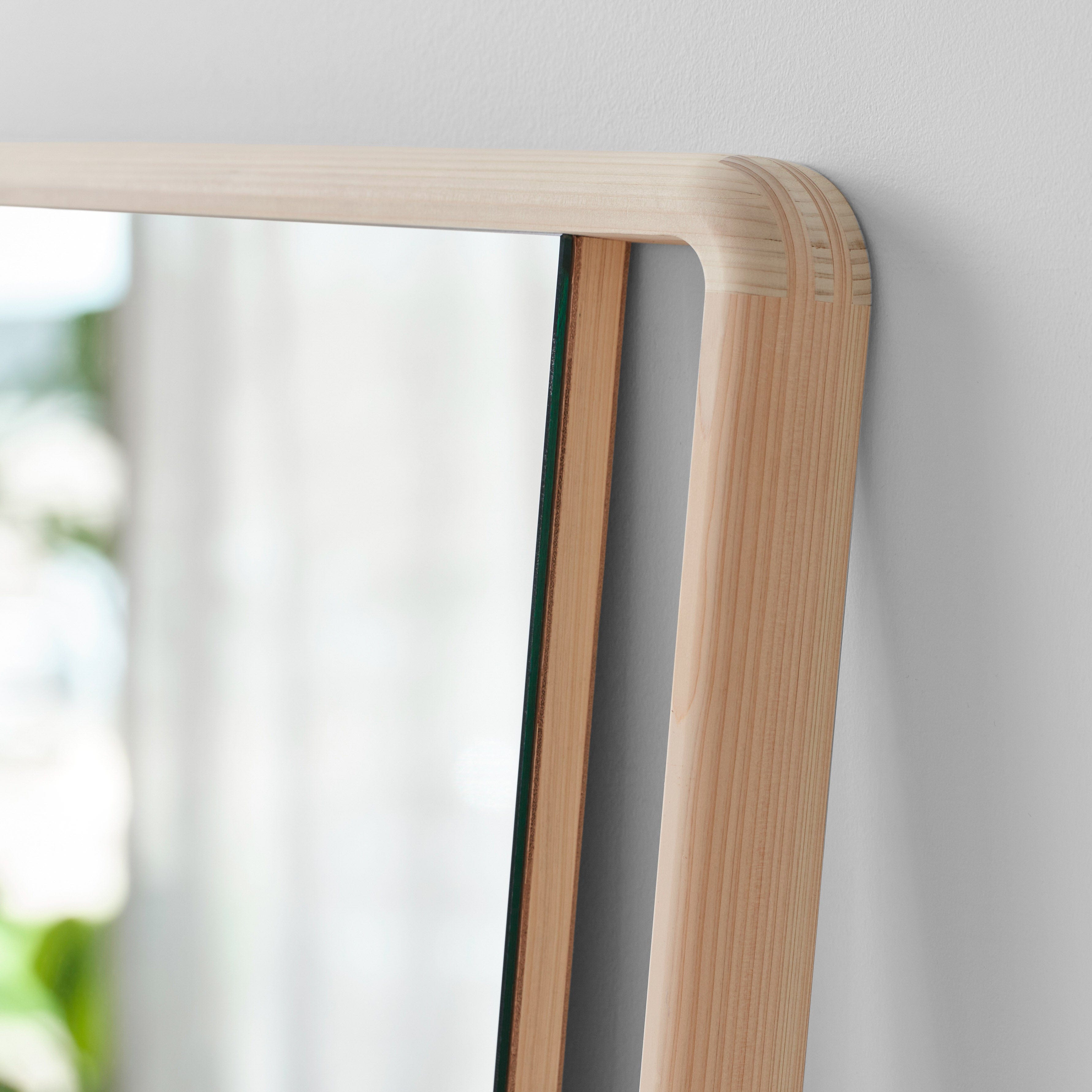 Hinoki Wood Wall Mirror - Handcrafted Japanese Cypress Framed Mirror for Bathroom, Bedroom & Entryway Decor