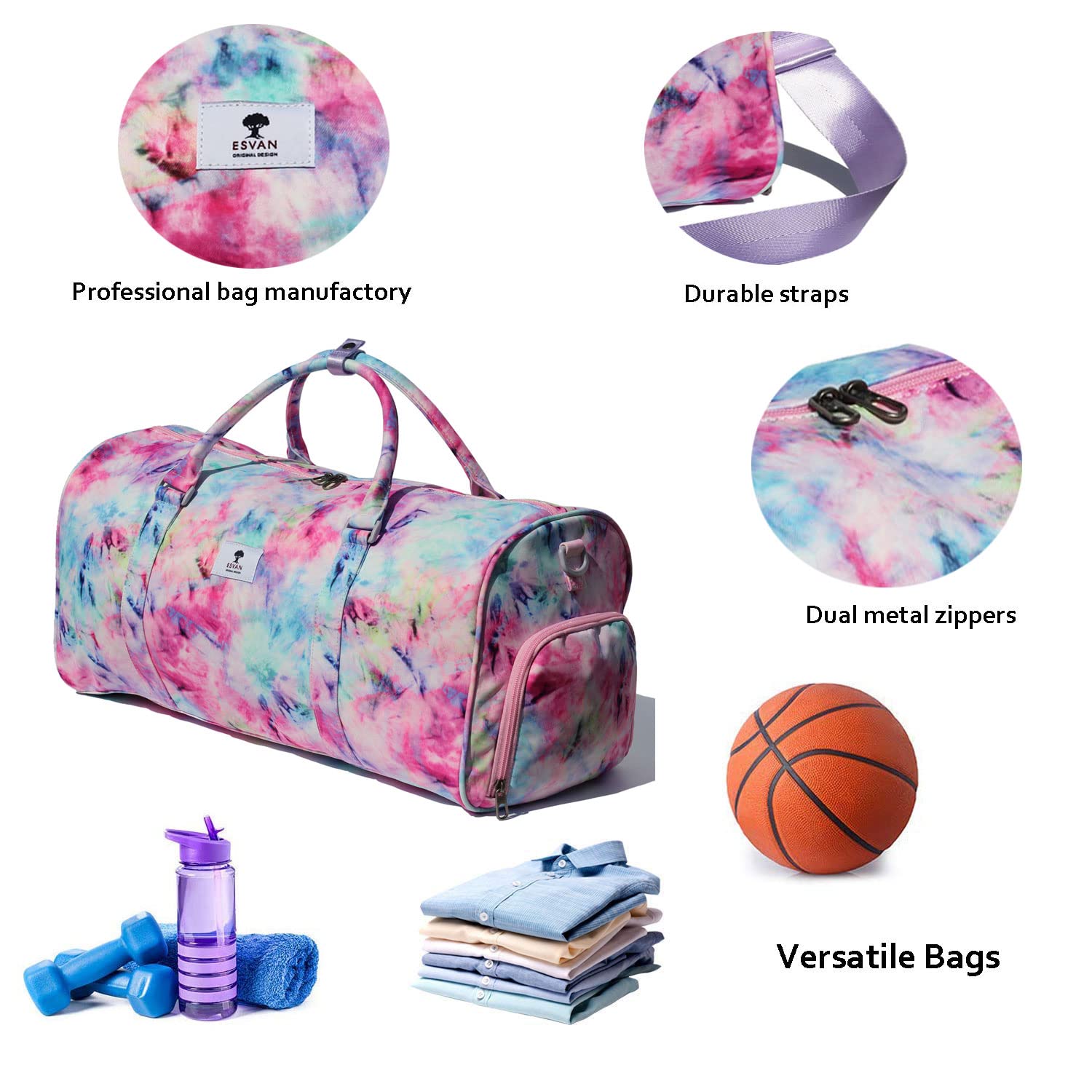 Waterproof Floral Duffle Bag - Gym, Beach & Travel Weekender Bag for Women & Men - Perfect for Workouts, Vacations & Daily Commute
