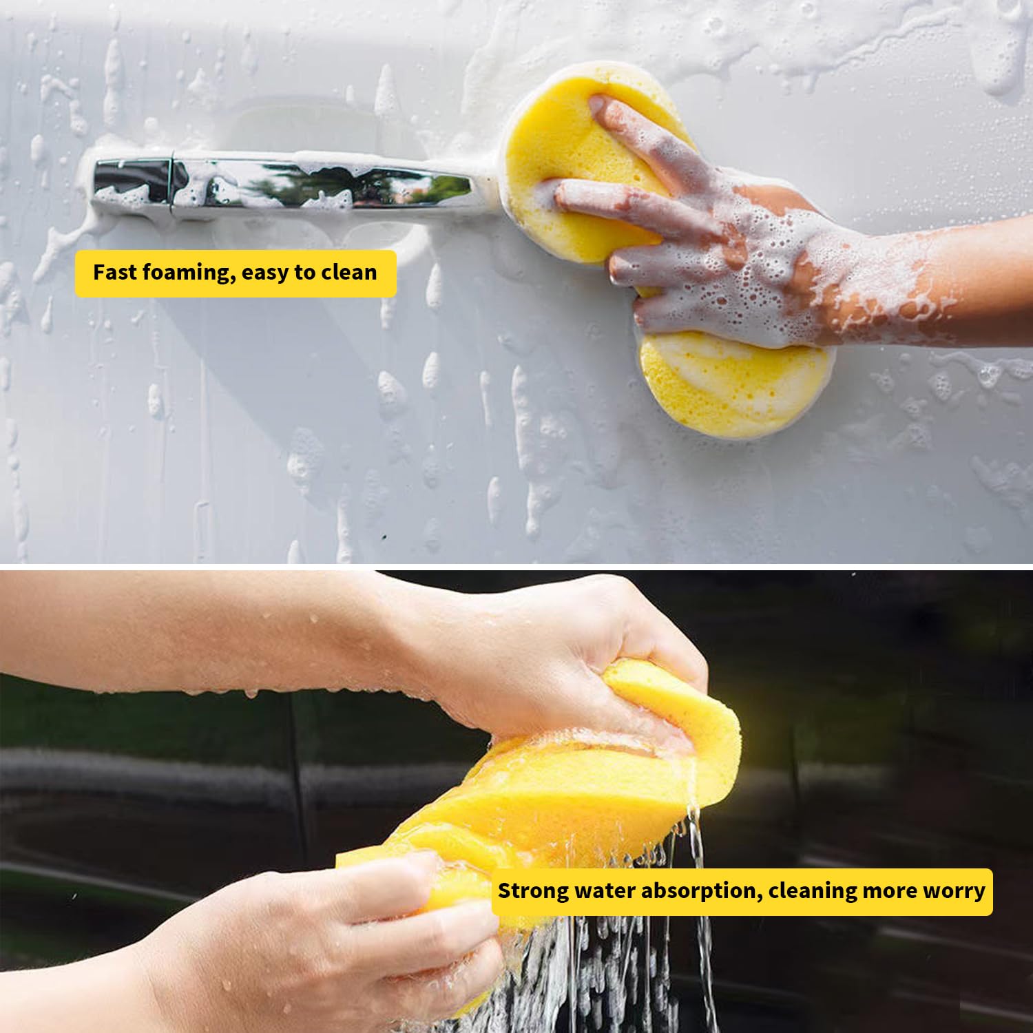 Premium Jumbo Car Wash Sponges 6-Pack - Scratch-Free Cleaning for Cars, Windows & Wheels - Safe for Paint & Bodywork - Ideal for Auto Detailing, Home Car Care & Professional Use