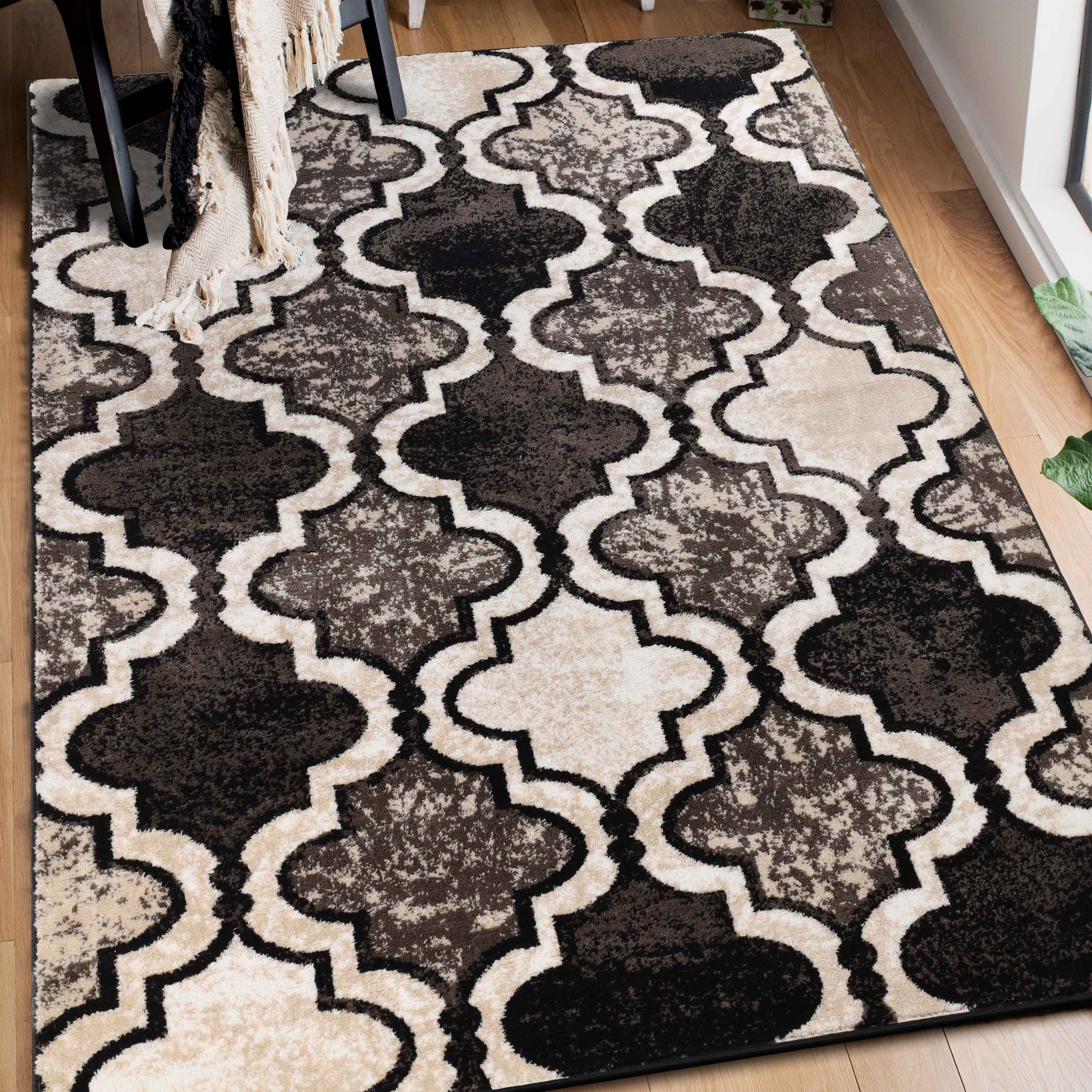 Viking Geometric Trellis Indoor Area Rug & Runner - Non-Slip Boho Chic Carpet for Living Room, Bedroom, Hallway - Perfect for Nordic Home Decor & Cozy Spaces
