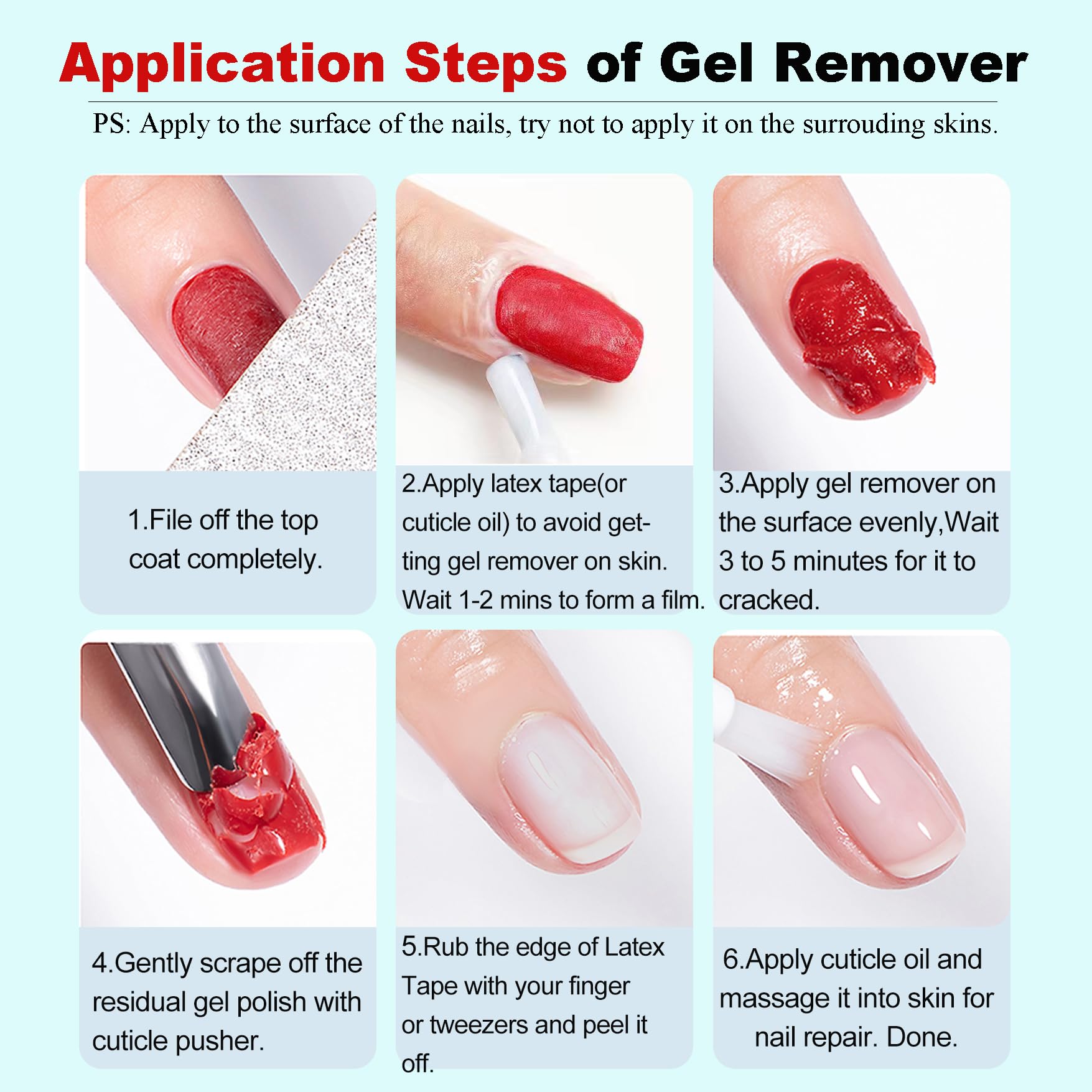 **Gel Nail Polish Remover Kit - Acetone-Free, No Soak or Wrap Needed, Fast 2-5 Minute Removal, Non-Damaging Formula with Liquid Latex & Manicure Tools for Salon & DIY Nail Care at Home**