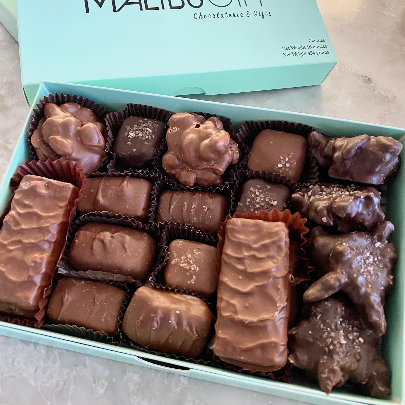 Premium 1 lb Gourmet Candy Box - Dark & Milk Chocolate with Assorted Nuts, Pecan Crunch Bars, Caramels & Nougats | Perfect for Gifts, Parties & Holiday Treats