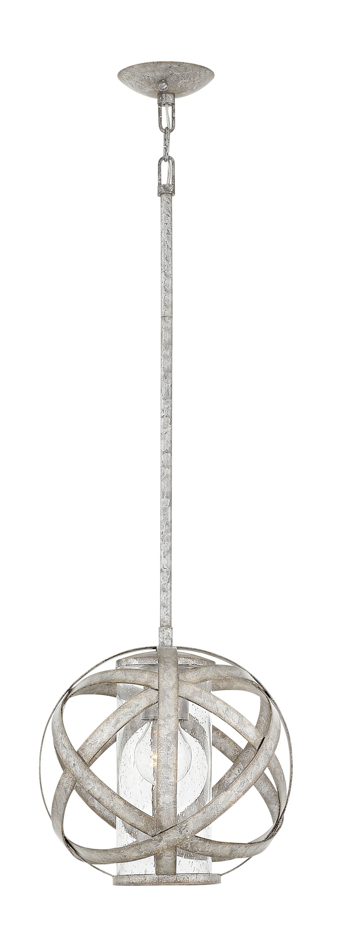 10W Carson 1 Light Outdoor Stem Hung Pendant in Weathered Zinc - Weatherproof Patio Lighting for Porch, Deck & Garden - Perfect for Outdoor Dining & Entertaining