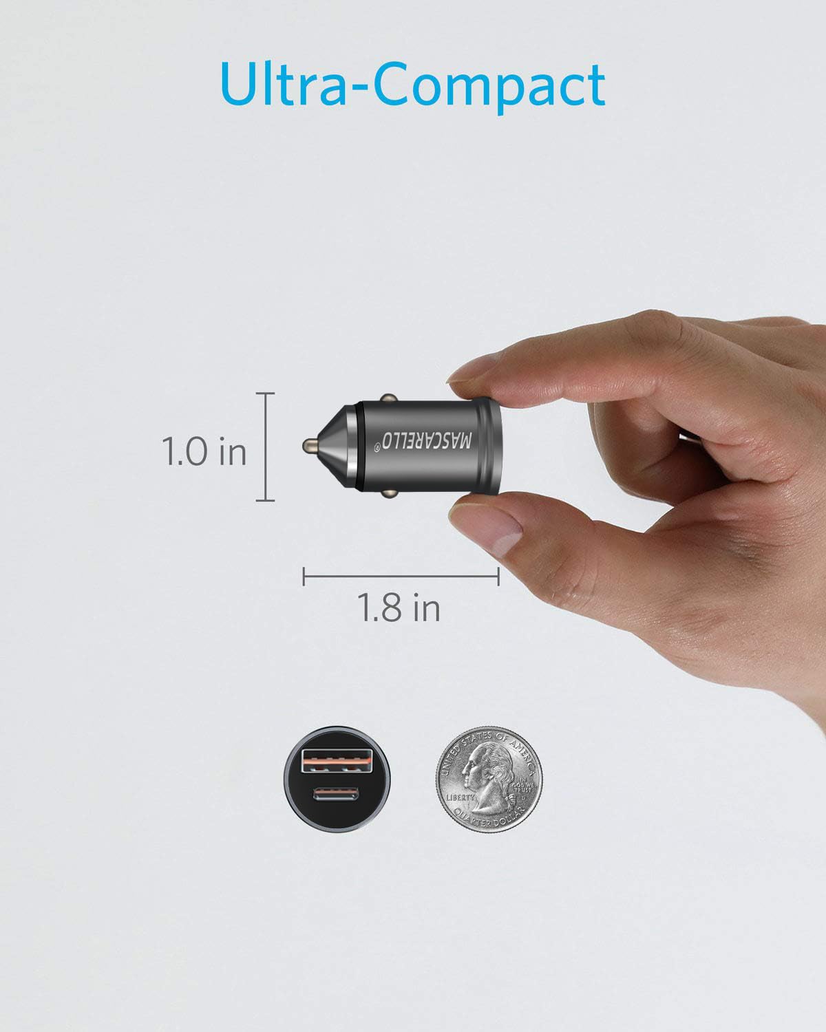 40W USB C Fast Car Charger Adapter - Dual Port Mini Car Charger with Cigarette Lighter Plug for iPhone 15/14/13, Samsung Galaxy, iPad - Quick Charge for Road Trips & Daily Commute (Grey)