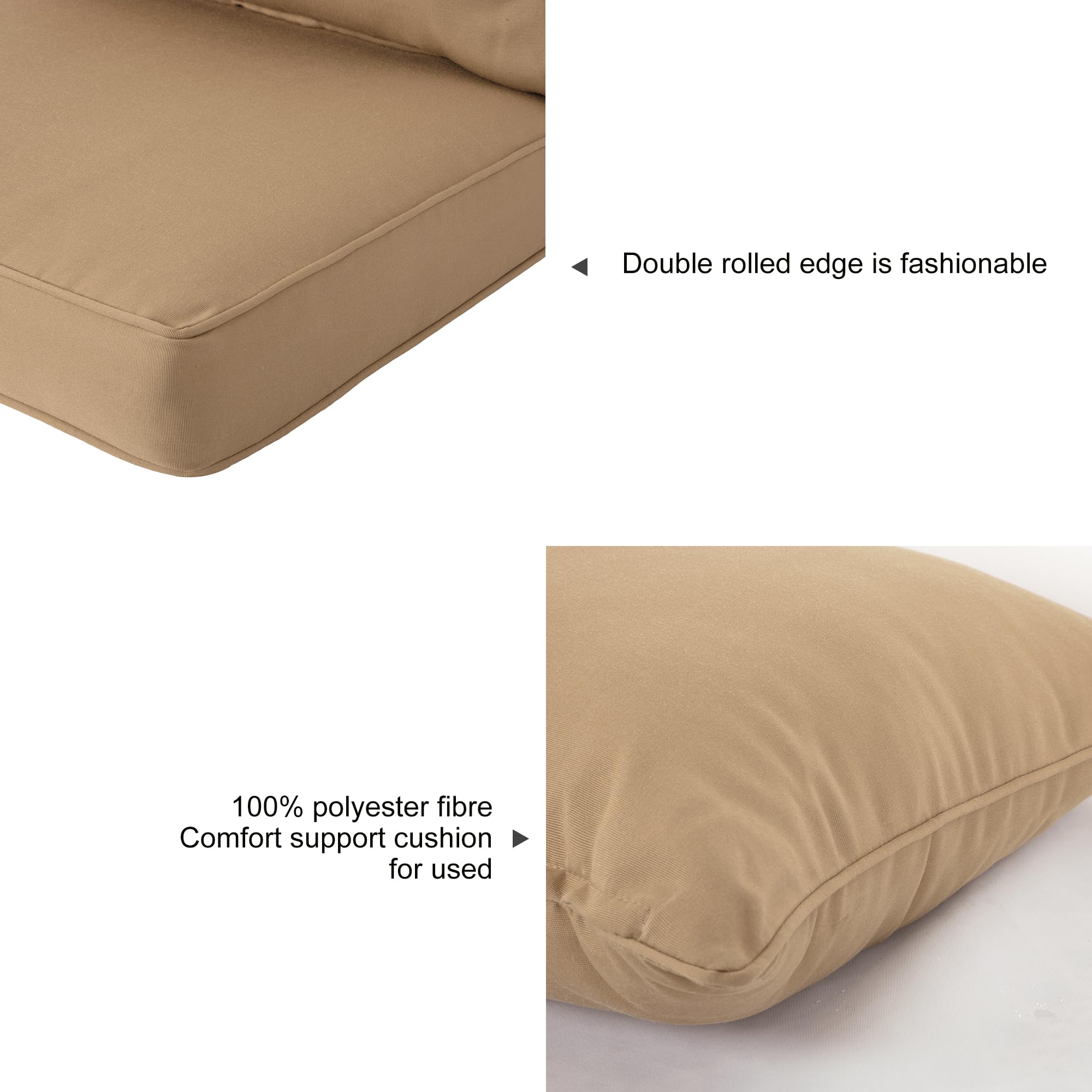 ARTPLAN All-Weather Outdoor Loveseat Cushions Set of 5 - Waterproof Patio Deep Seating Cushions for Garden, Deck & Poolside Furniture - Perfect for Lounging, Relaxing & Entertaining Outdoors