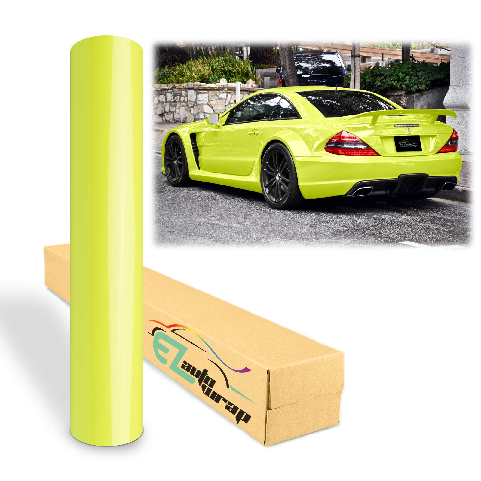 Premium Gloss Neon Yellow Green Car Vinyl Wrap Sticker - 60