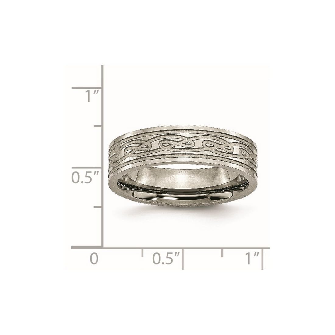 Titanium Celtic Knot Ring - 6mm Satin Polished Flat Band Ring for Women & Men | Laser Etched Wedding Band, Anniversary Gift, Unisex Jewelry for Everyday Wear