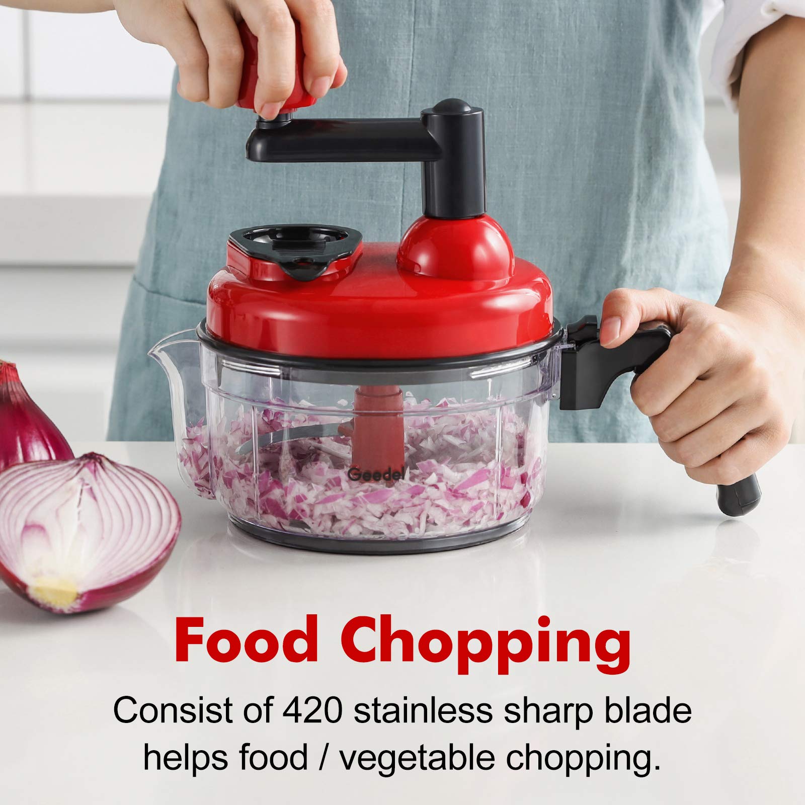 Geedel Hand Food Chopper - Manual Vegetable Dicer for Onion, Garlic, Salad & Salsa - Perfect for Kitchen Prep