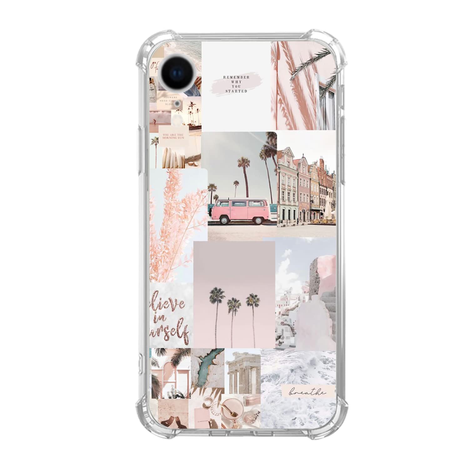 **Pink Aesthetic Summer Beach Phone Case for iPhone XR - Soft TPU Bumper Cover for Women & Men | Trendy Collage Design, Durable Protection | Perfect for Vacations, Pool Days & Outdoor Adventures**