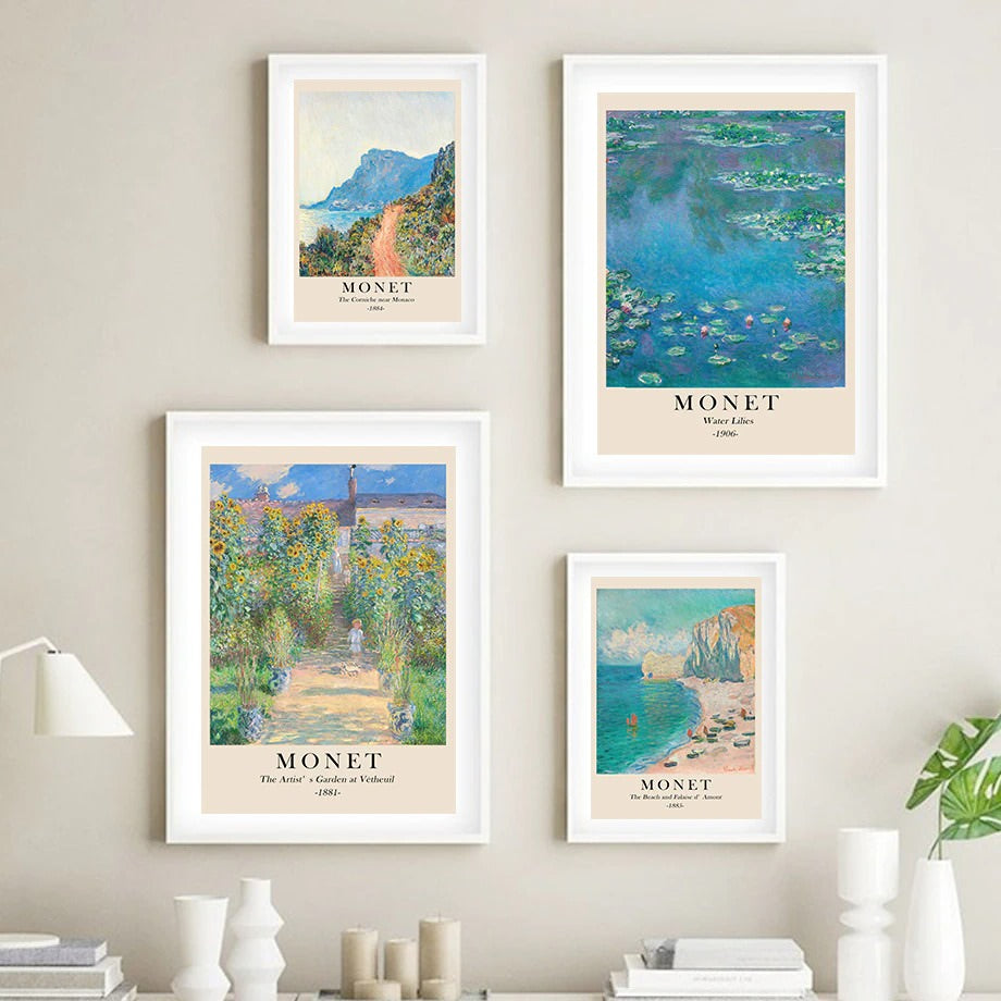 Monet Scenery Art Canvas Posters - Impressionist Wall Decor for Living Room, Bedroom & Office - High Quality Printed Canvas Artwork