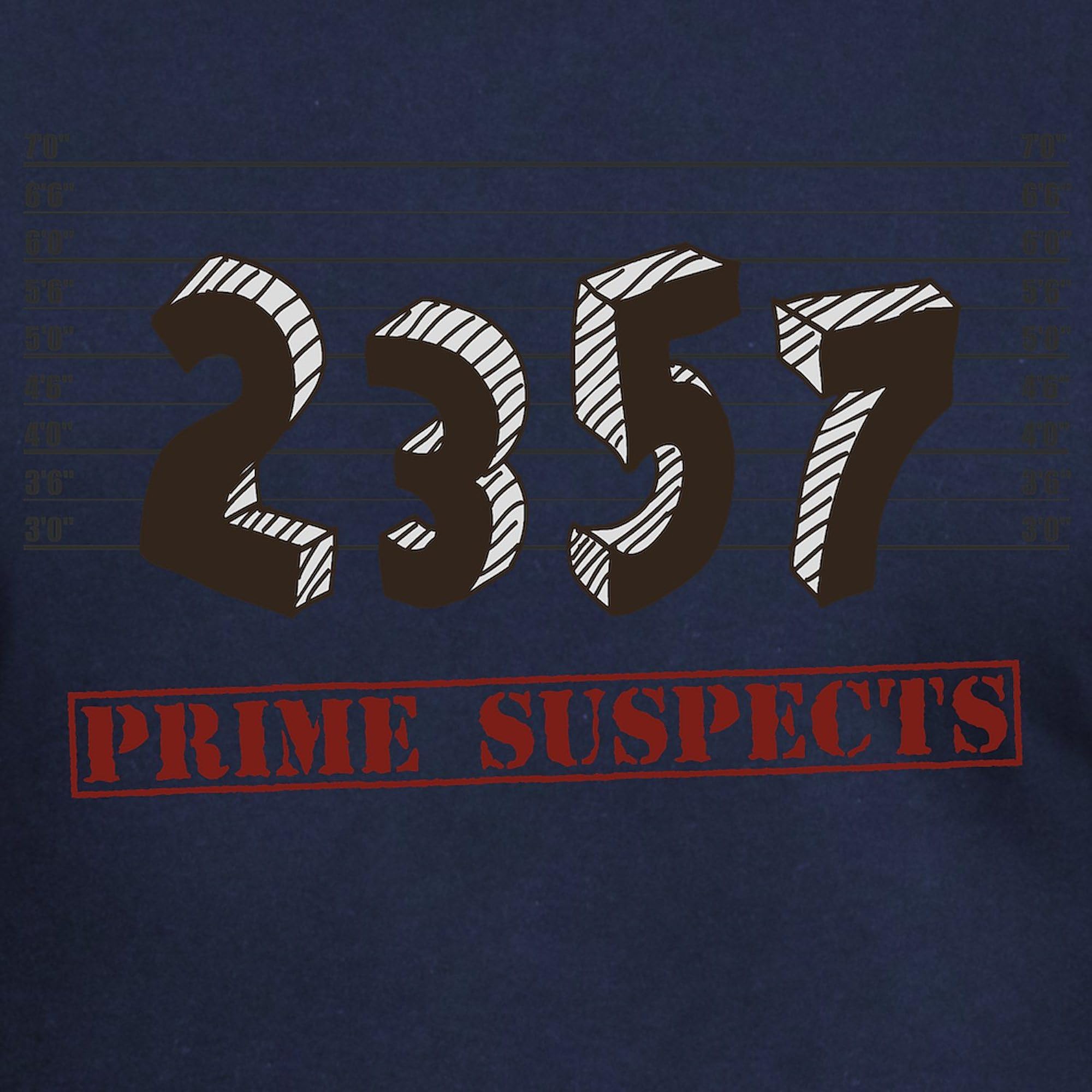 Prime Number Suspects Men's Graphic T-Shirt - Funny Math Tee for Science & Tech Lovers - Perfect for Casual Wear, Gifts & Nerdy Outfits
