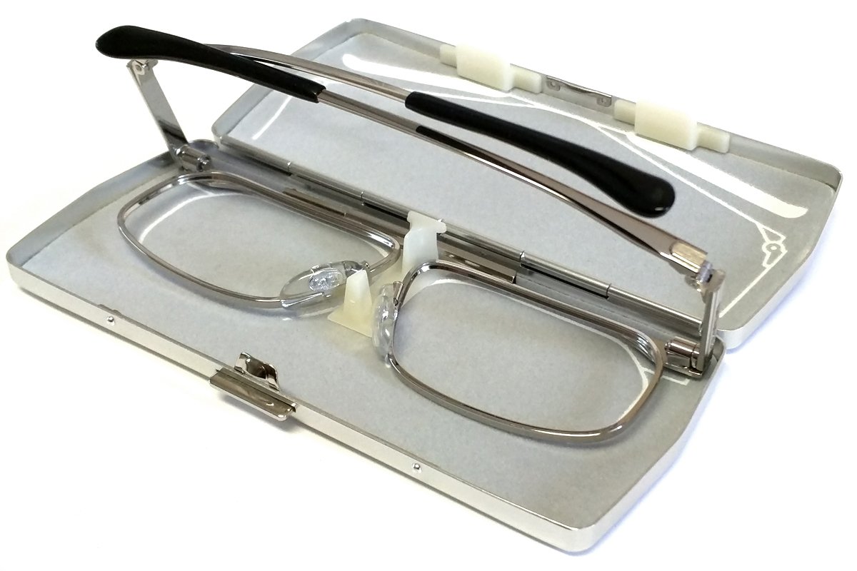 SlimFold Kanda (005) Japanese Lightweight Folding Reading Glasses with Case - Gun Metal +1.0 Strength | Portable Eyewear for Travel, Reading & Office Use