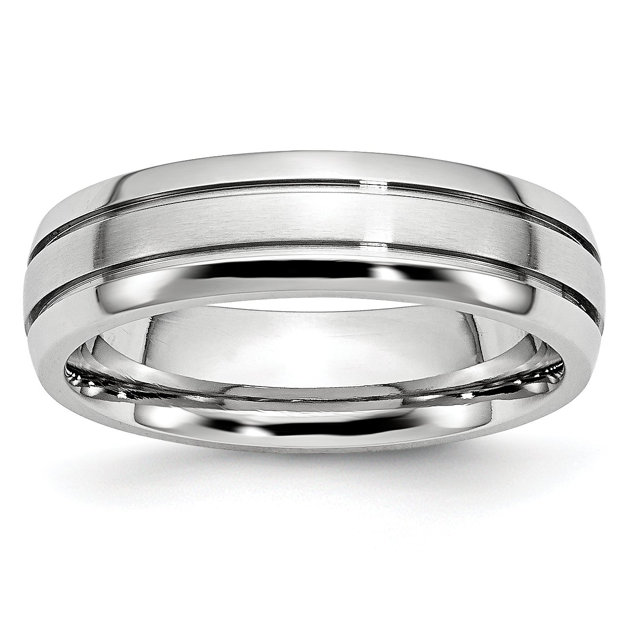 Men's Cobalt Wedding Band Ring - 6mm Polished & Satin Grooved Design - Perfect for Engagement, Anniversary & Everyday Wear