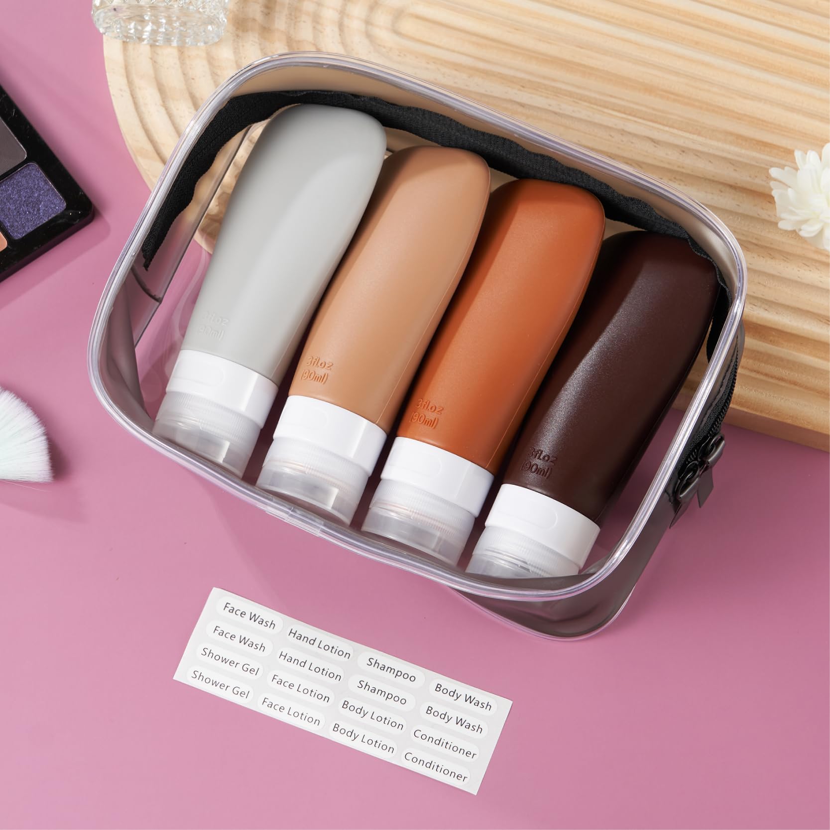 INSFIT 4-Pack TSA Approved Leak Proof Travel Bottles - BPA Free Refillable Toiletry Containers for Shampoo, Body Wash & Liquids | Portable Travel Accessories for Vacation, Gym & Business Trips