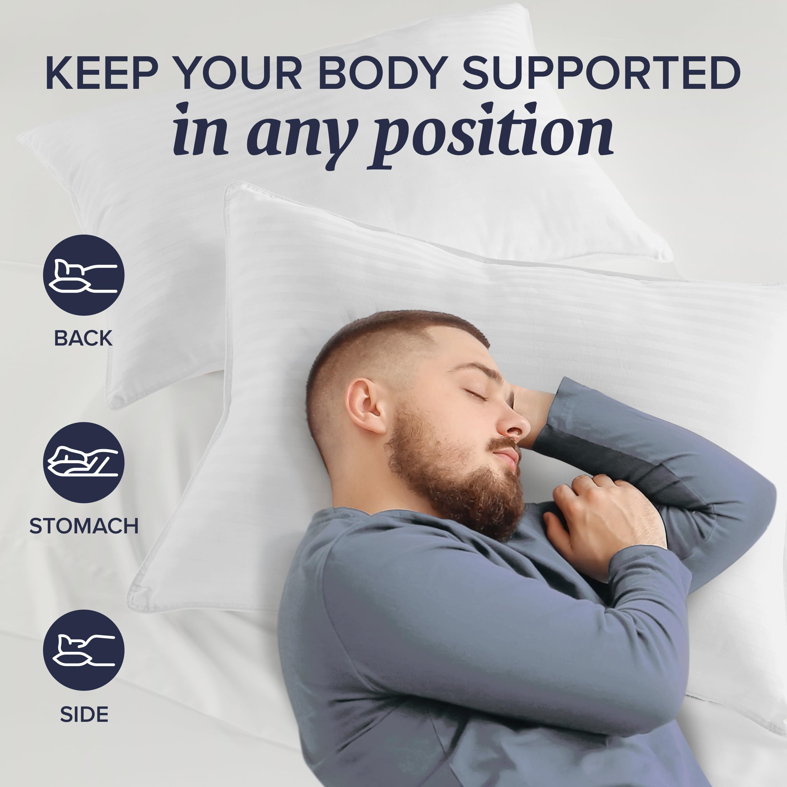 Beckham Hotel Collection Standard/Queen Size Cooling Gel Pillows Set of 2 - Hypoallergenic Down Alternative Pillows for Back, Stomach & Side Sleepers - Perfect for Hot Sleepers & Luxury Hotel-Style Bedroom Decor