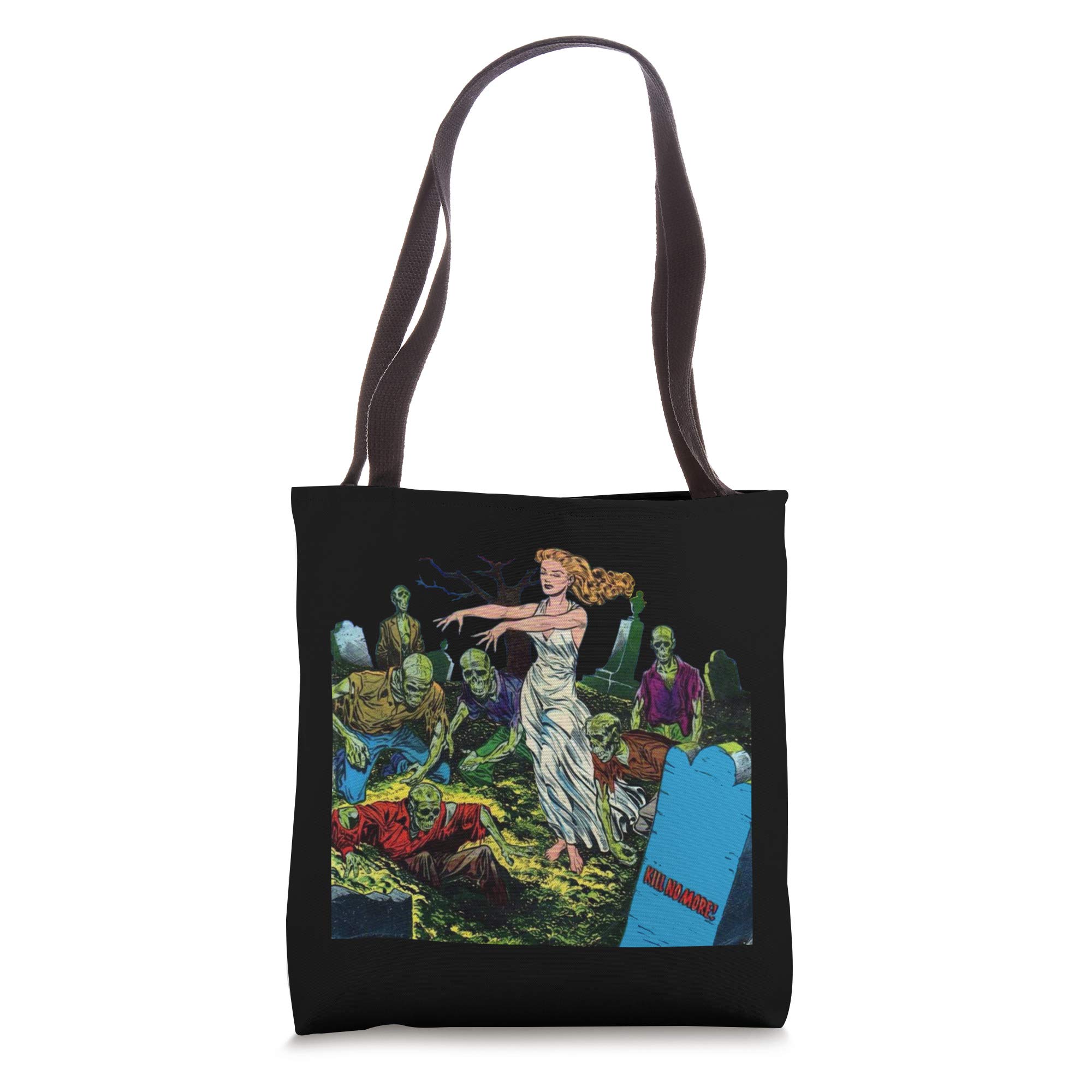Graveyard Pin Up Girl Zombie Cemetery Tote Bag - Gothic Horror Living Dead Pinup Art - Perfect for Halloween, Cosplay & Horror Fans
