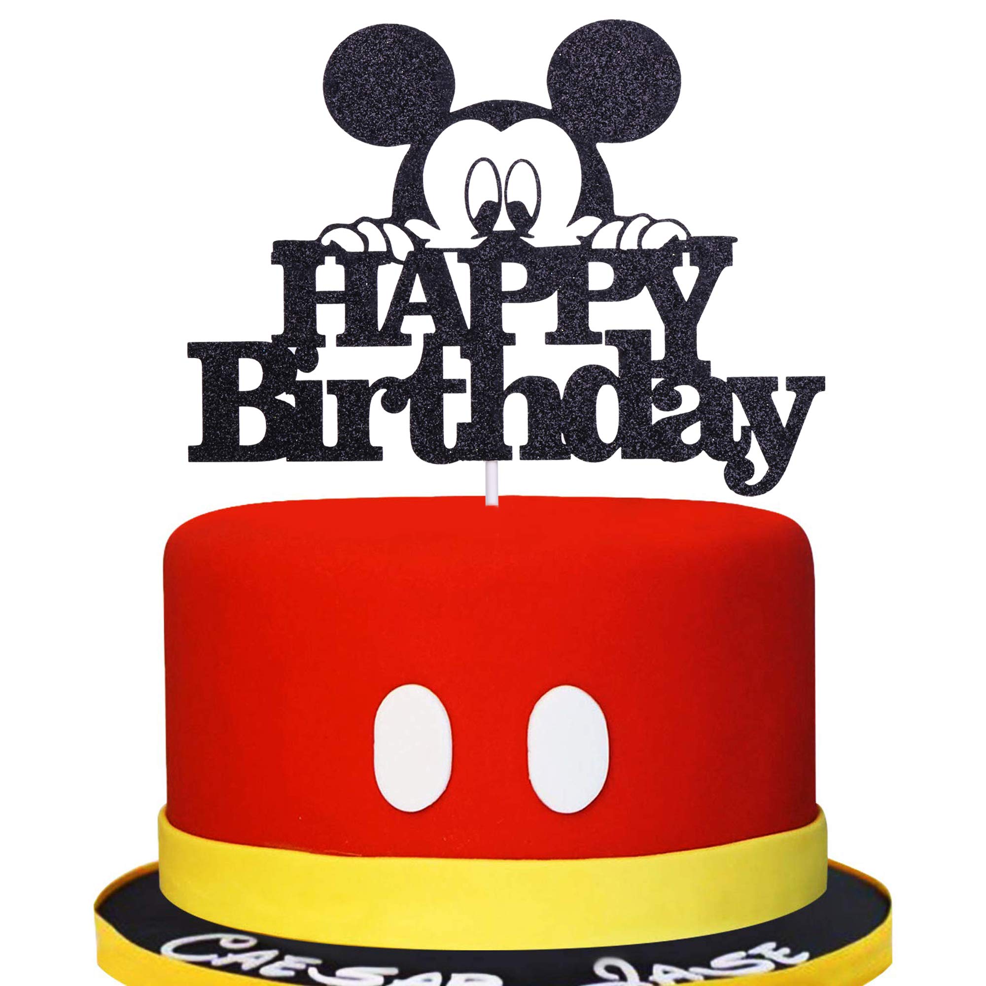 Black Glitter Happy Birthday Cake Topper for Boys & Girls - Elegant Children's Birthday Party Cake Decoration - Perfect for Birthday Cakes, Cupcakes, and Special Celebrations