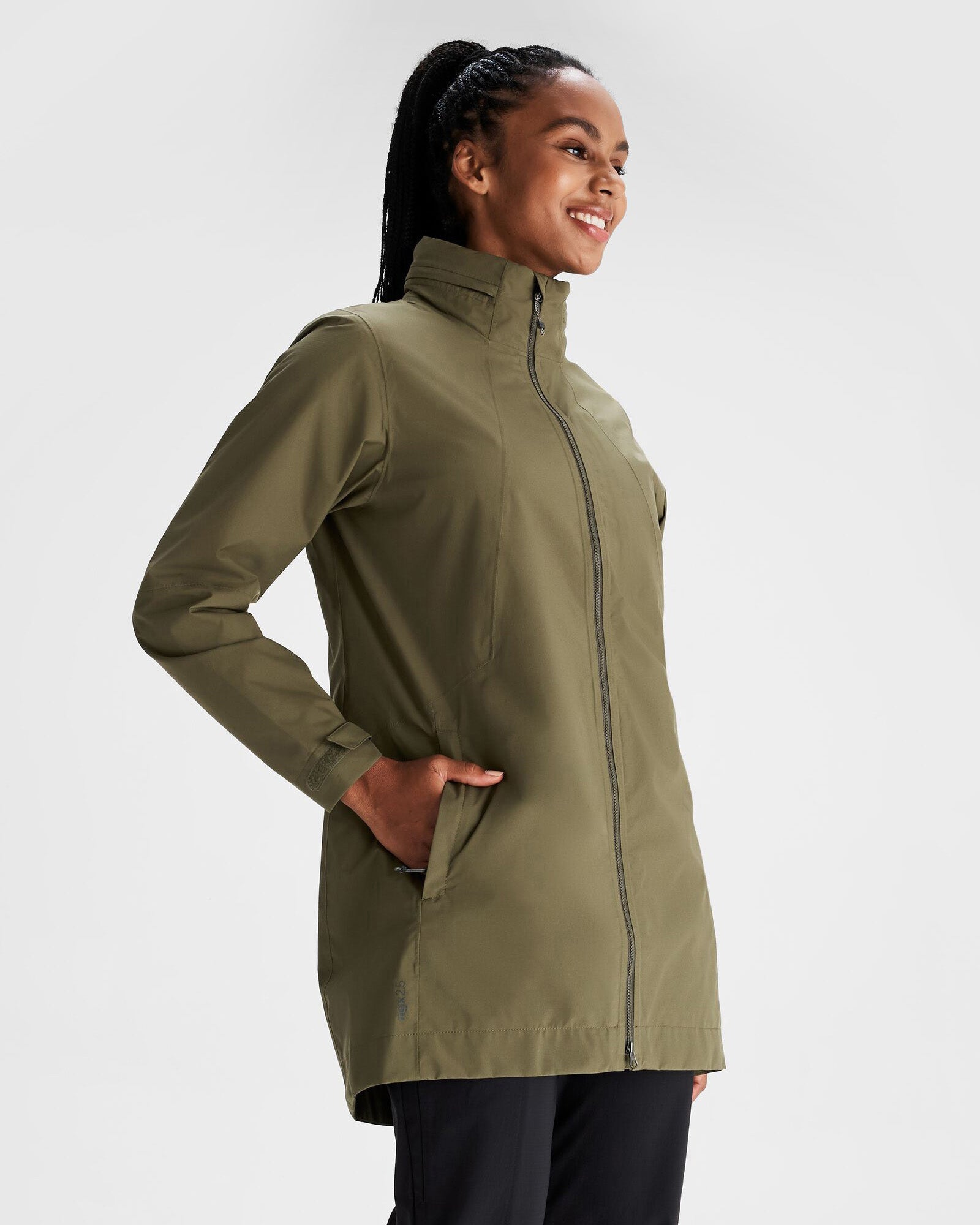 Women's Waterproof 2.5 Layer Rain Jacket - Light Moss Green Hiking Parka for Outdoor Adventures & Rainy Day Commutes