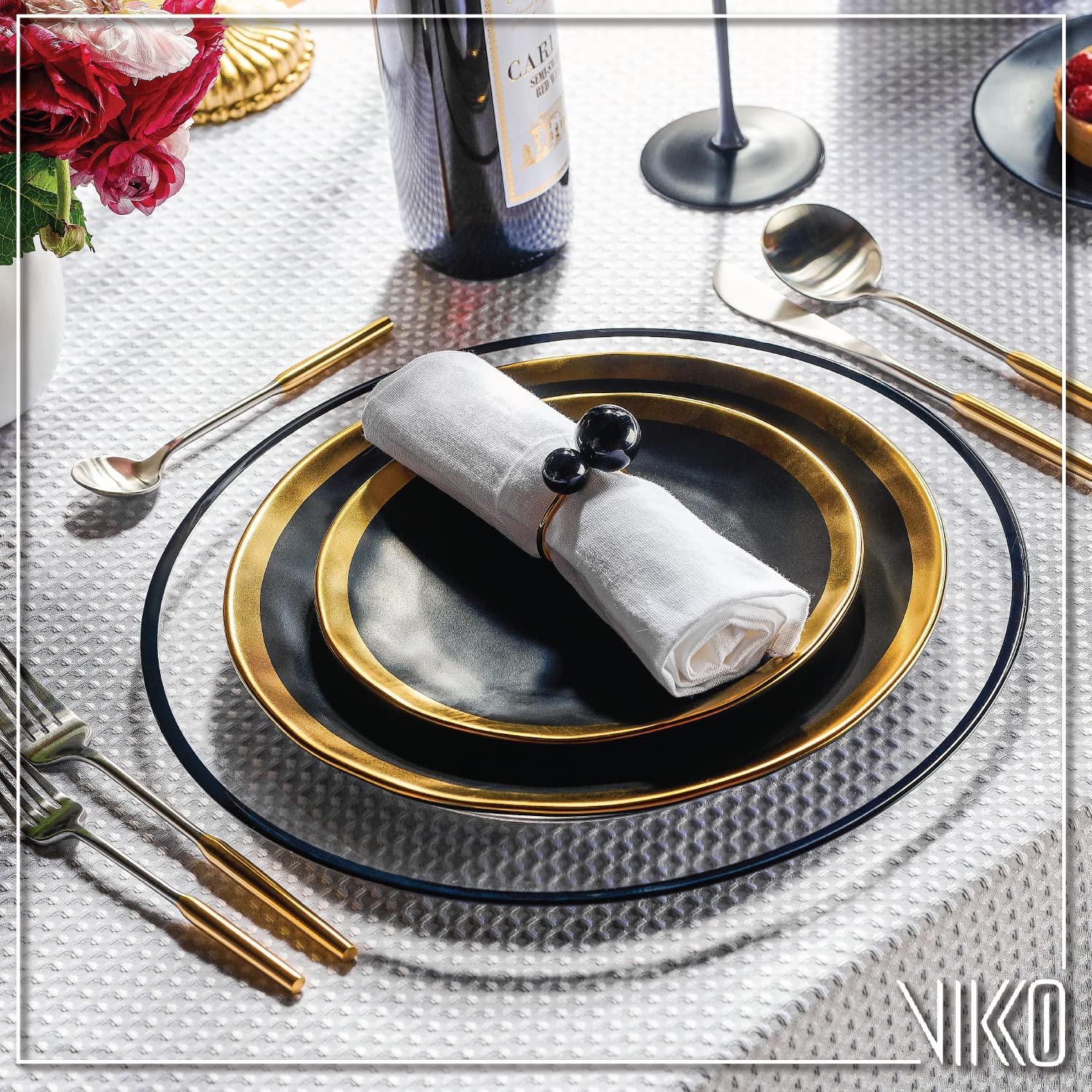 Vikko Modern Two-Tone Silverware Set - Brushed Gold & Silver 18/10 Stainless Steel Flatware - 20 Piece Cutlery Set for 4 - Elegant Dining Utensils for Wedding, Anniversary & Formal Dinner Parties