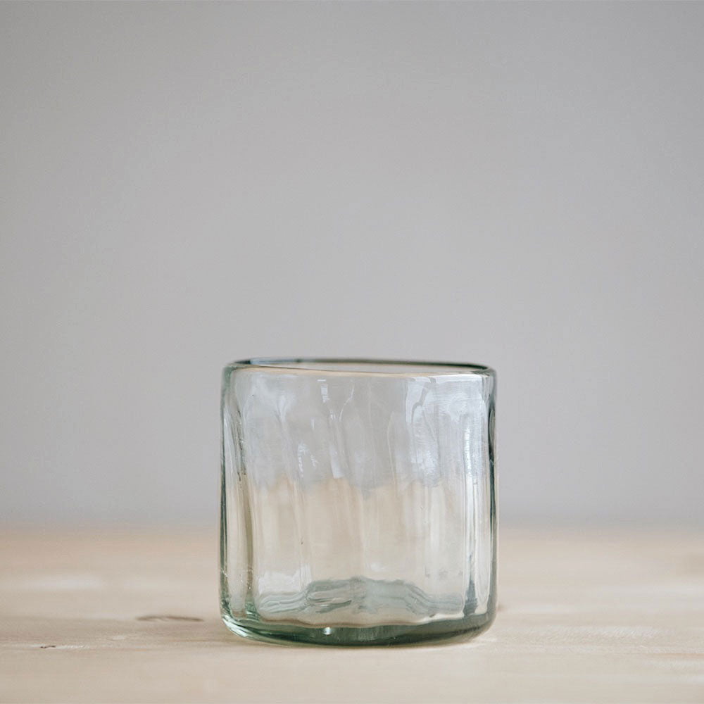 Handblown Fluted Tumbler Glass - 16oz Insulated Drinking Cup for Coffee, Tea & Cocktails - Perfect for Home, Office or Outdoor Use