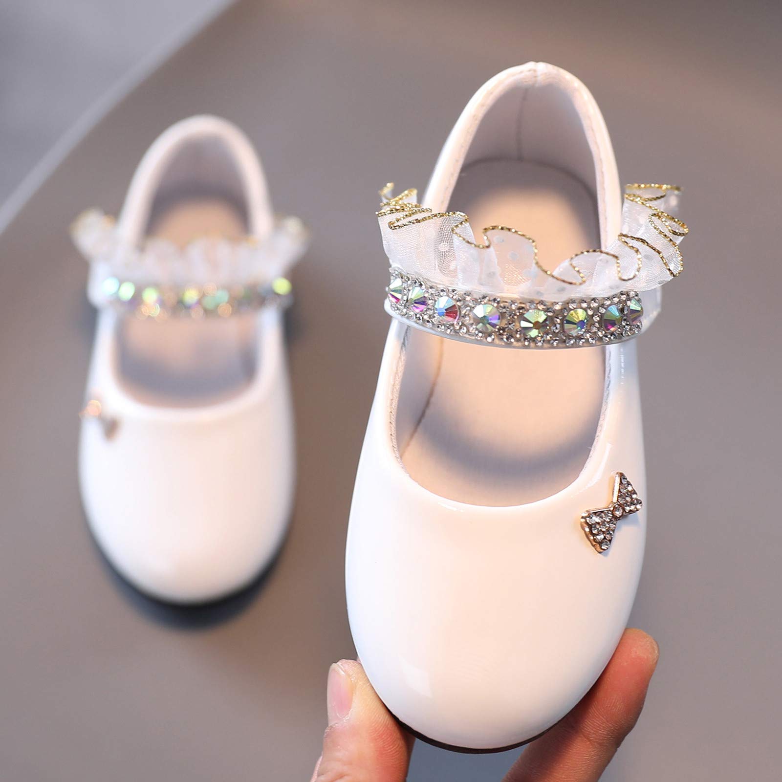 Lykmera Girls' Crystal Sneakers for Toddlers - Princess Casual Baby Shoes for Kids (White, Size 10.5-11 Years) | Perfect for Playdates, Parties & Everyday Wear